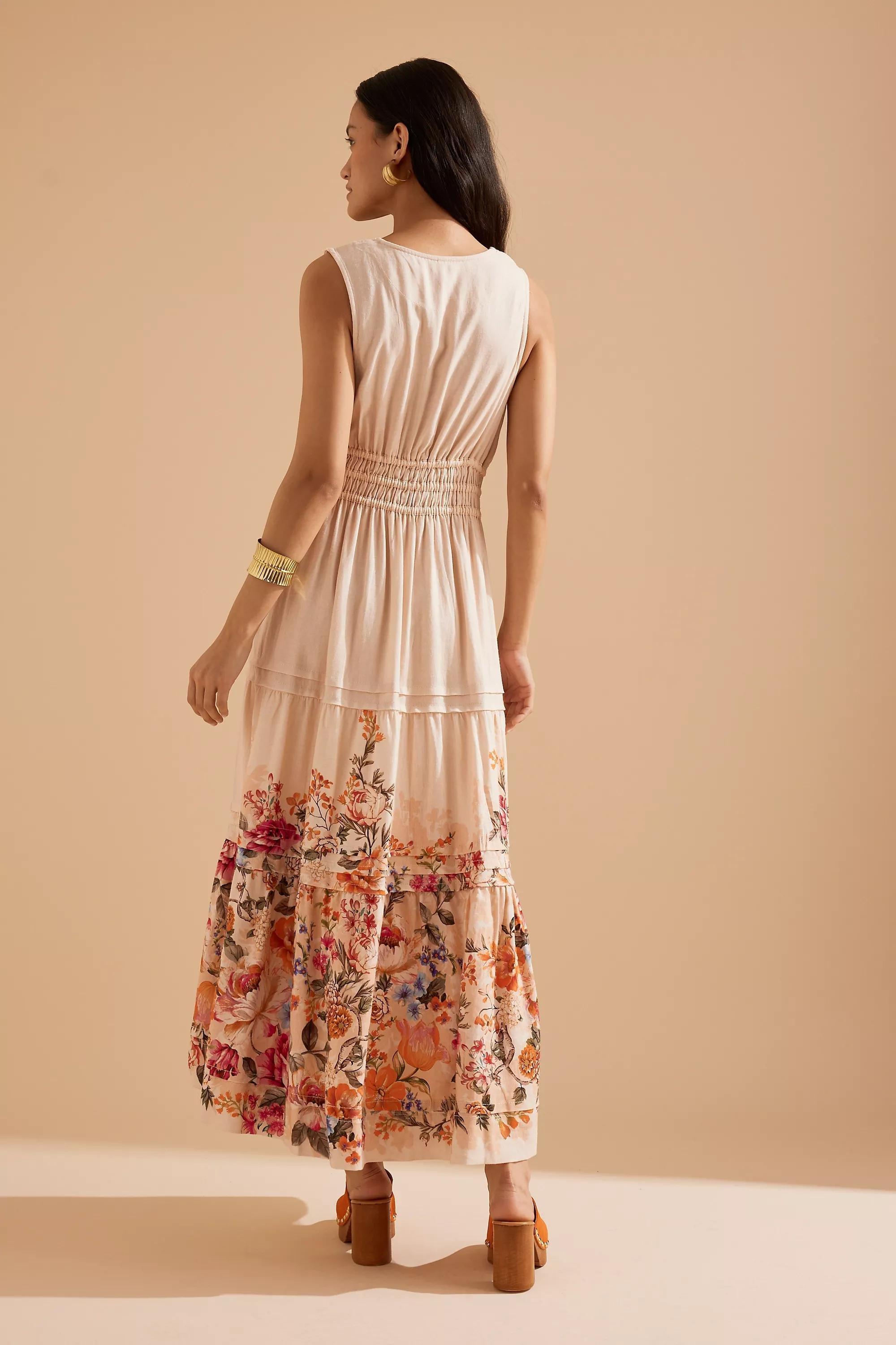Anthropologie Dress Women Floral Milkmaid Bohemian Maxi, A501_0066, large image number 1