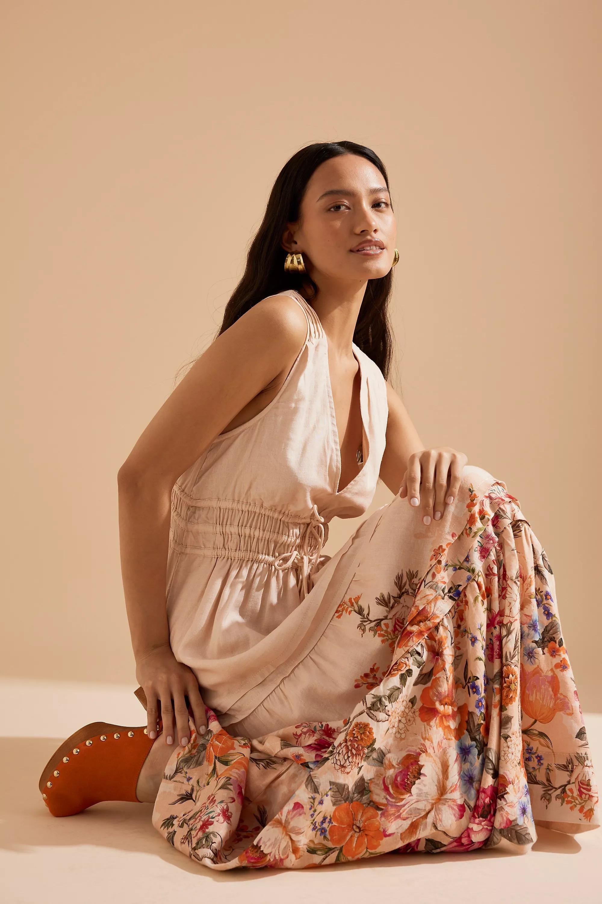 Anthropologie Dress Women Floral Milkmaid Bohemian Maxi, A501_0066, large image number 2