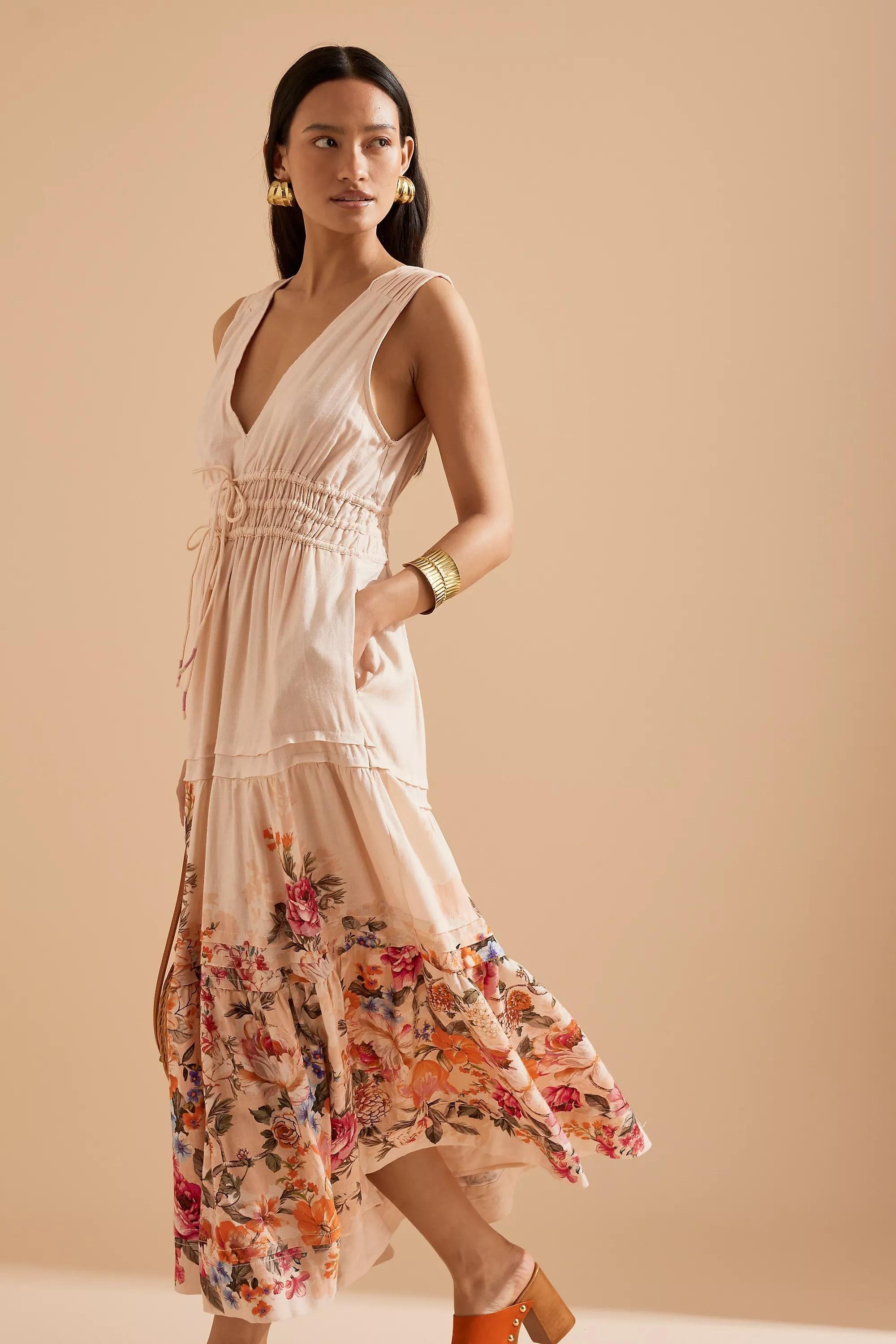Anthropologie Dress Women Floral Milkmaid Bohemian Maxi, A501_0066, large image number 3