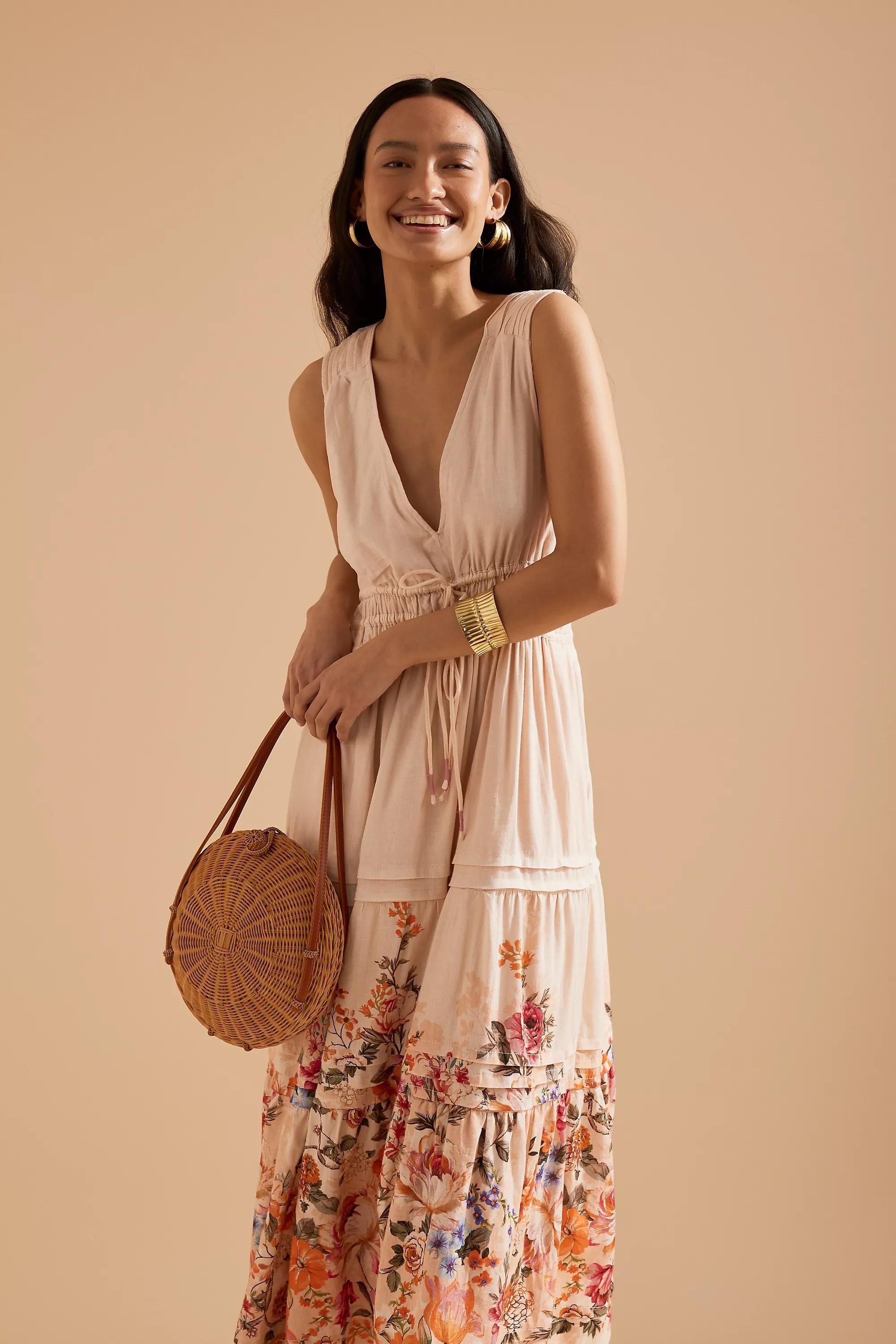 Anthropologie Dress Women Floral Milkmaid Bohemian Maxi, A501_0066, large image number 5