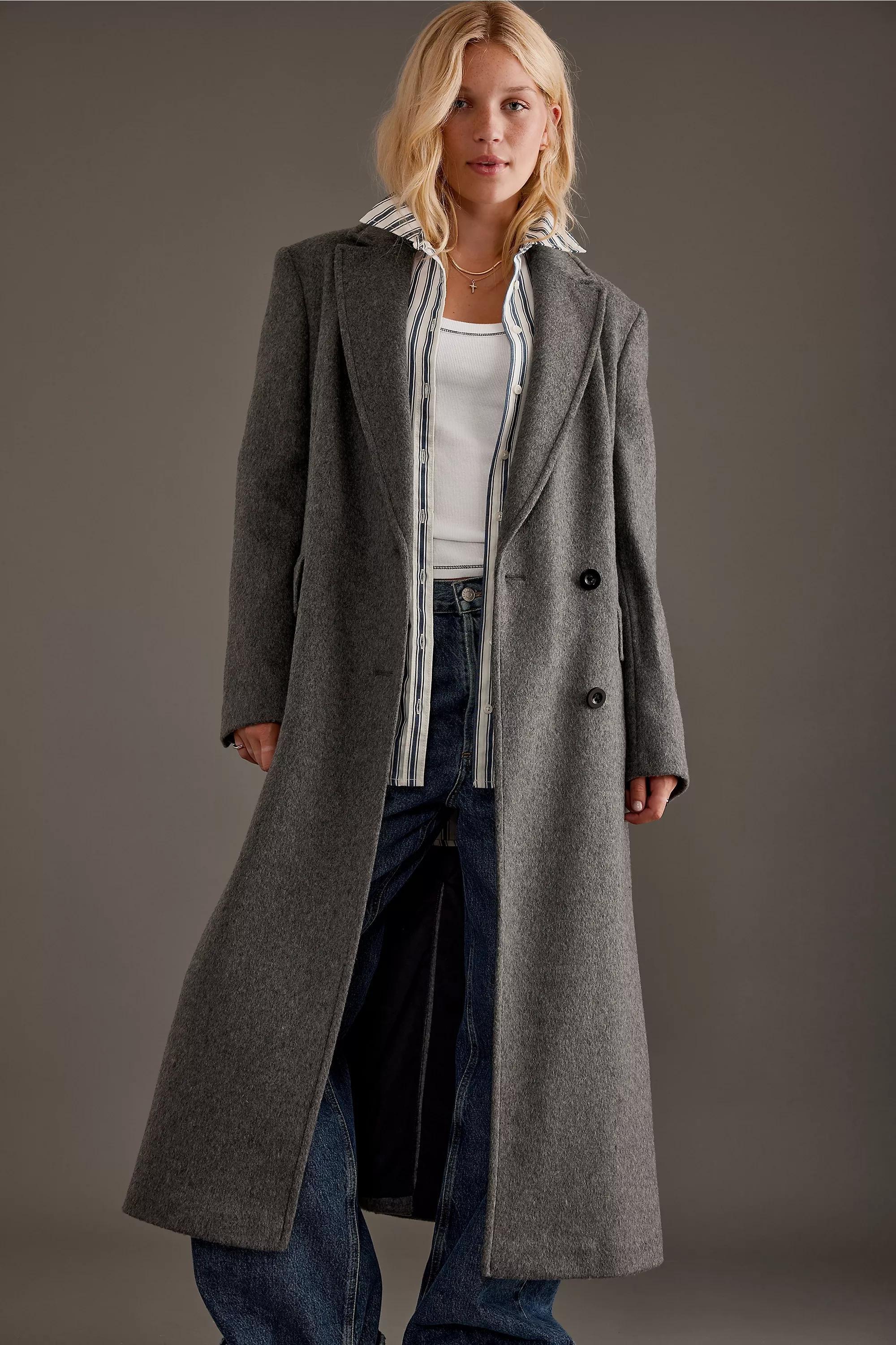Anthropologie Plain Overcoat, Grey, , large image number 4