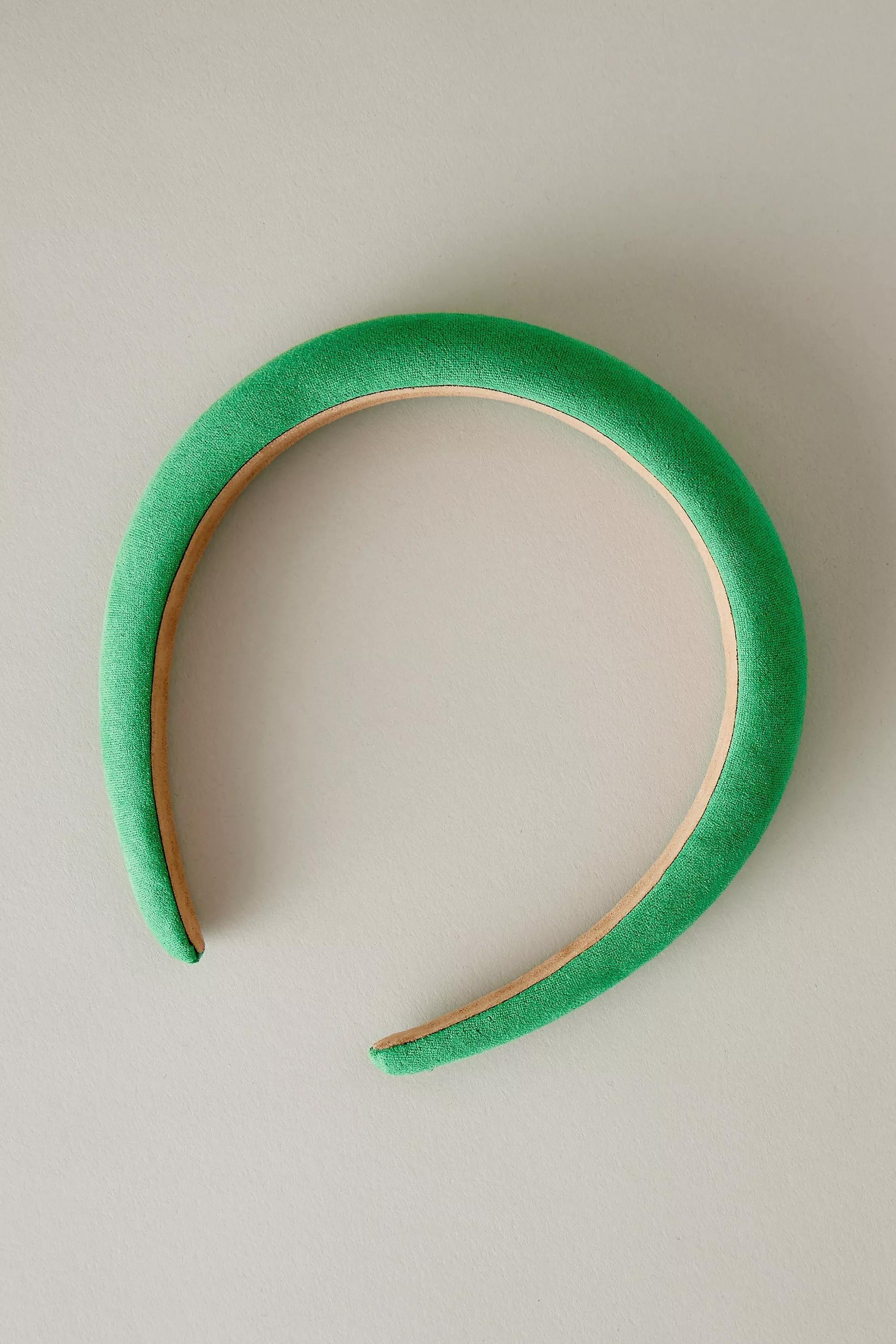 Uk Suede Puffy Headband, Green, A501_0030, large image number 1