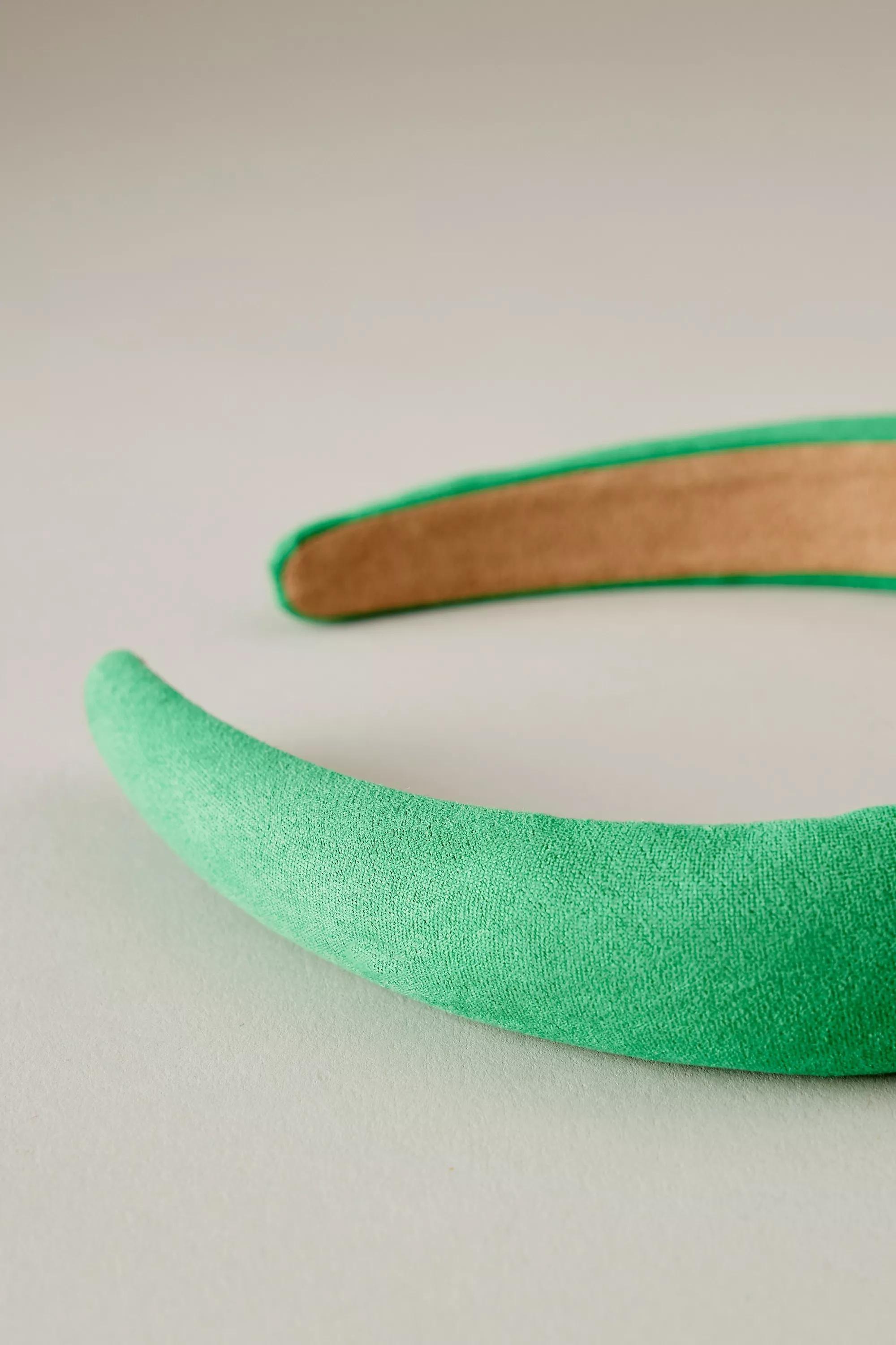 Uk Suede Puffy Headband, Green, A501_0030, large image number 2