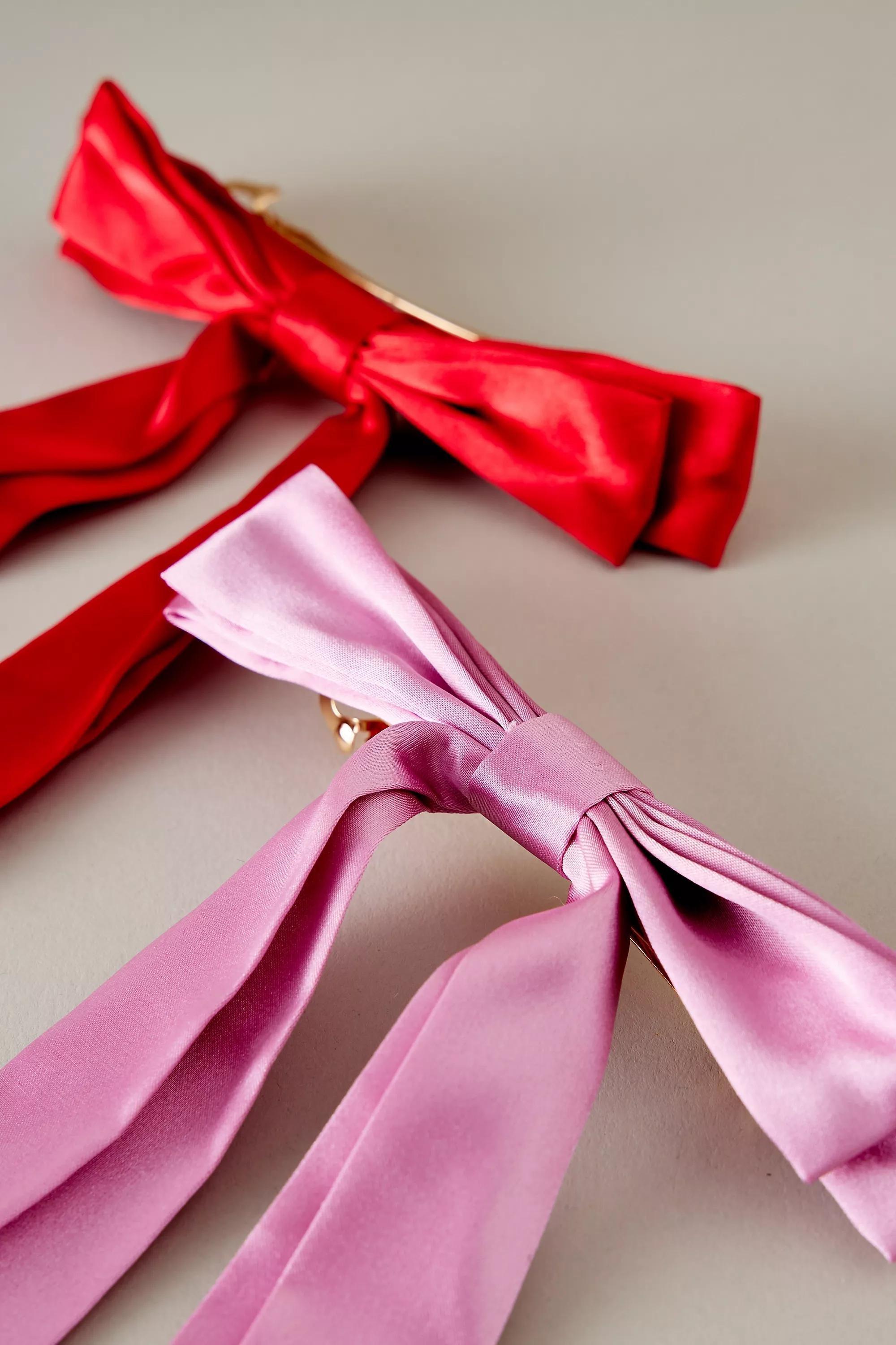 Bow Hair Clip, Set Of 2, Pink, A501_0066, large image number 1