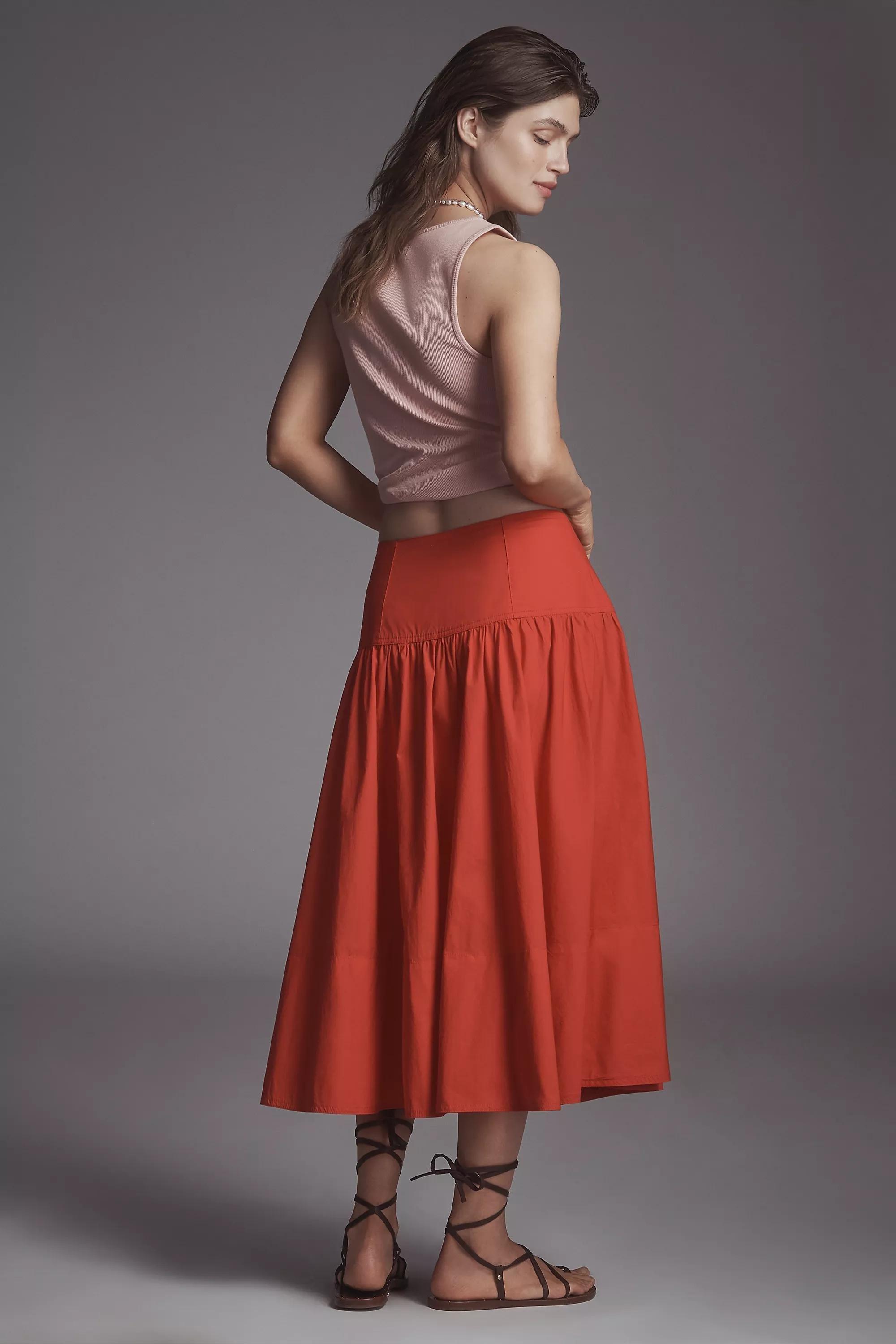 By Maeve Drop-Waist Wrap Midi Skirt, Red, , large image number 1