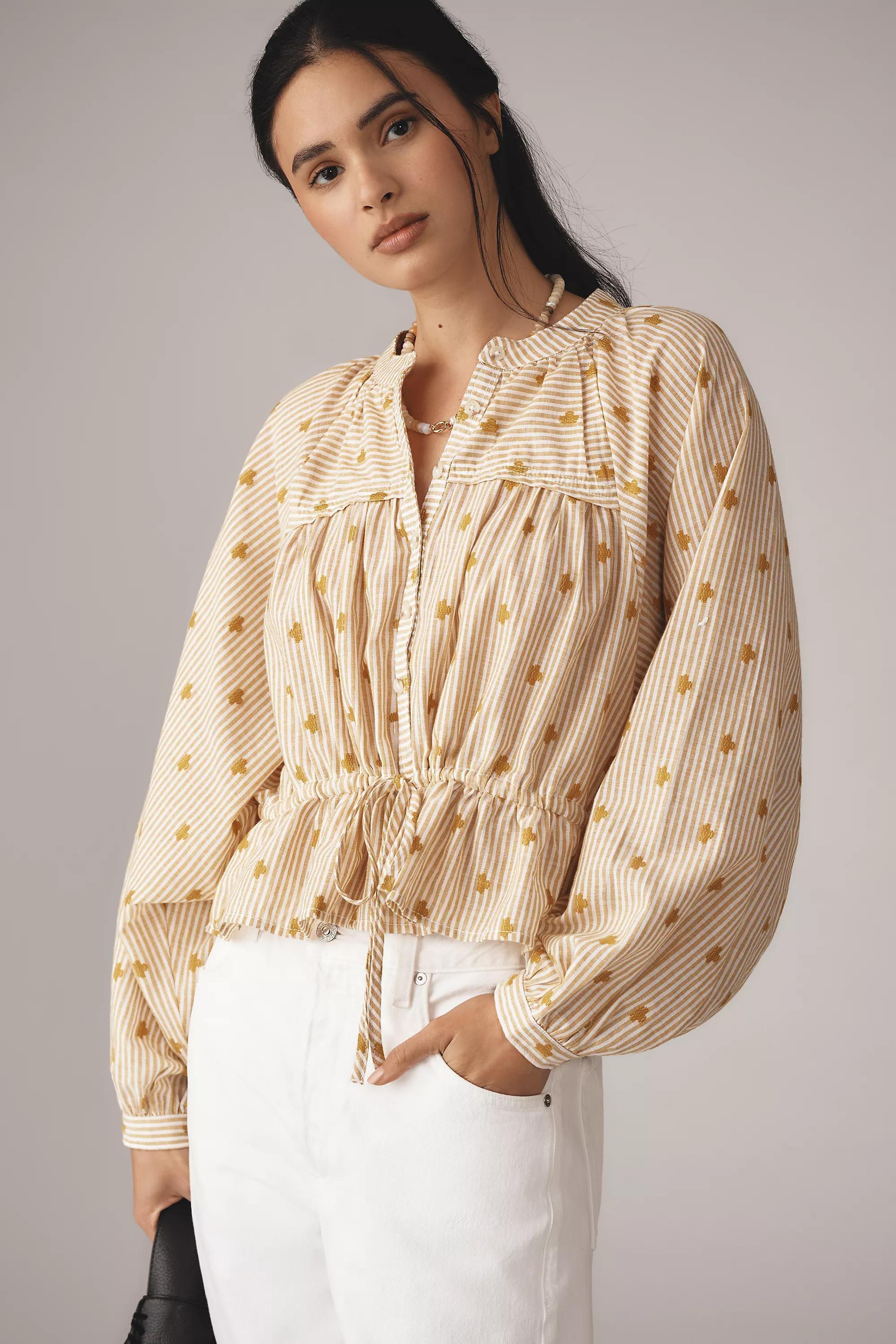 Anthropologie Polka Dot Blouse, Beige, A501_0072, large image number 0