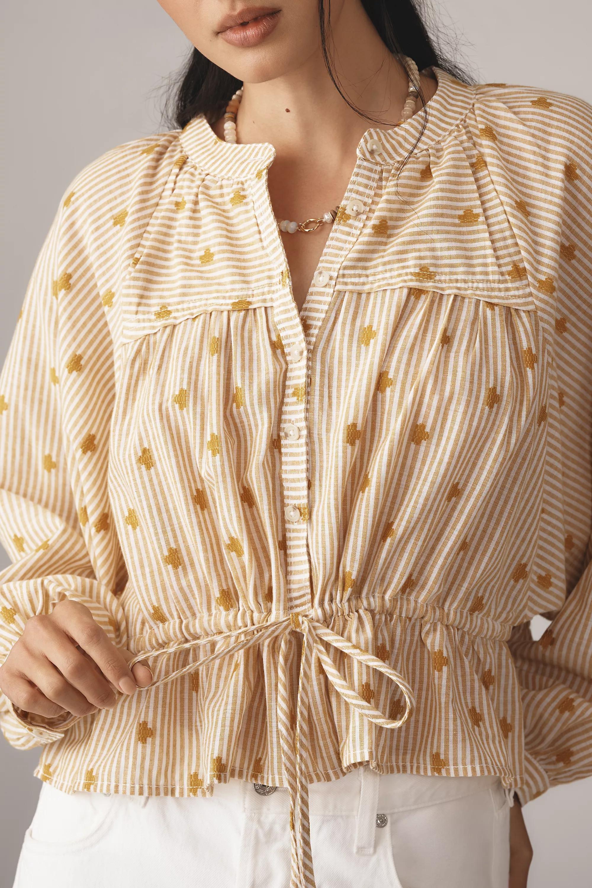 Anthropologie Polka Dot Blouse, Beige, A501_0072, large image number 3