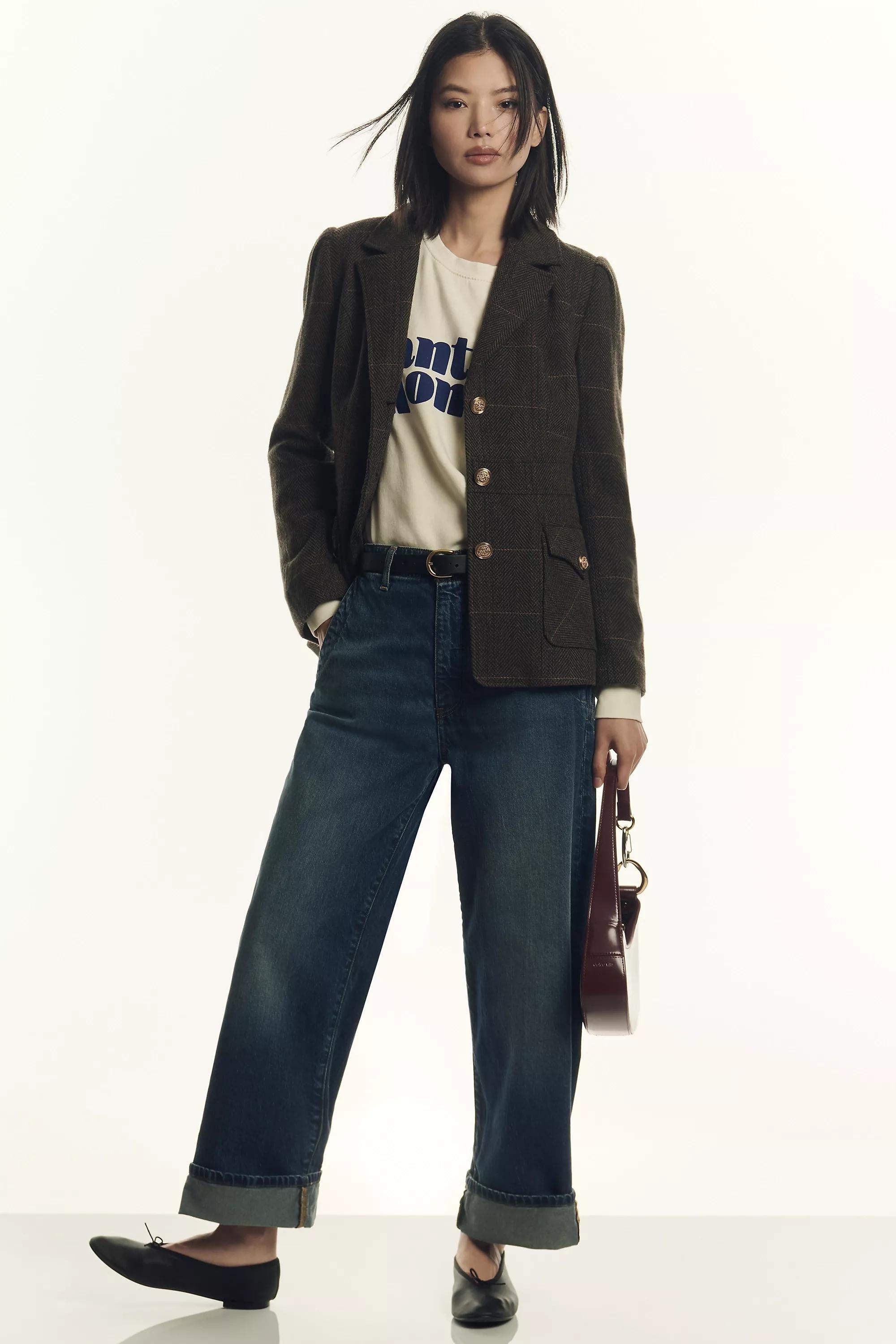 The Lonnie Cuffed Crop Jeans By Pilcro, Navy, , large image number 0