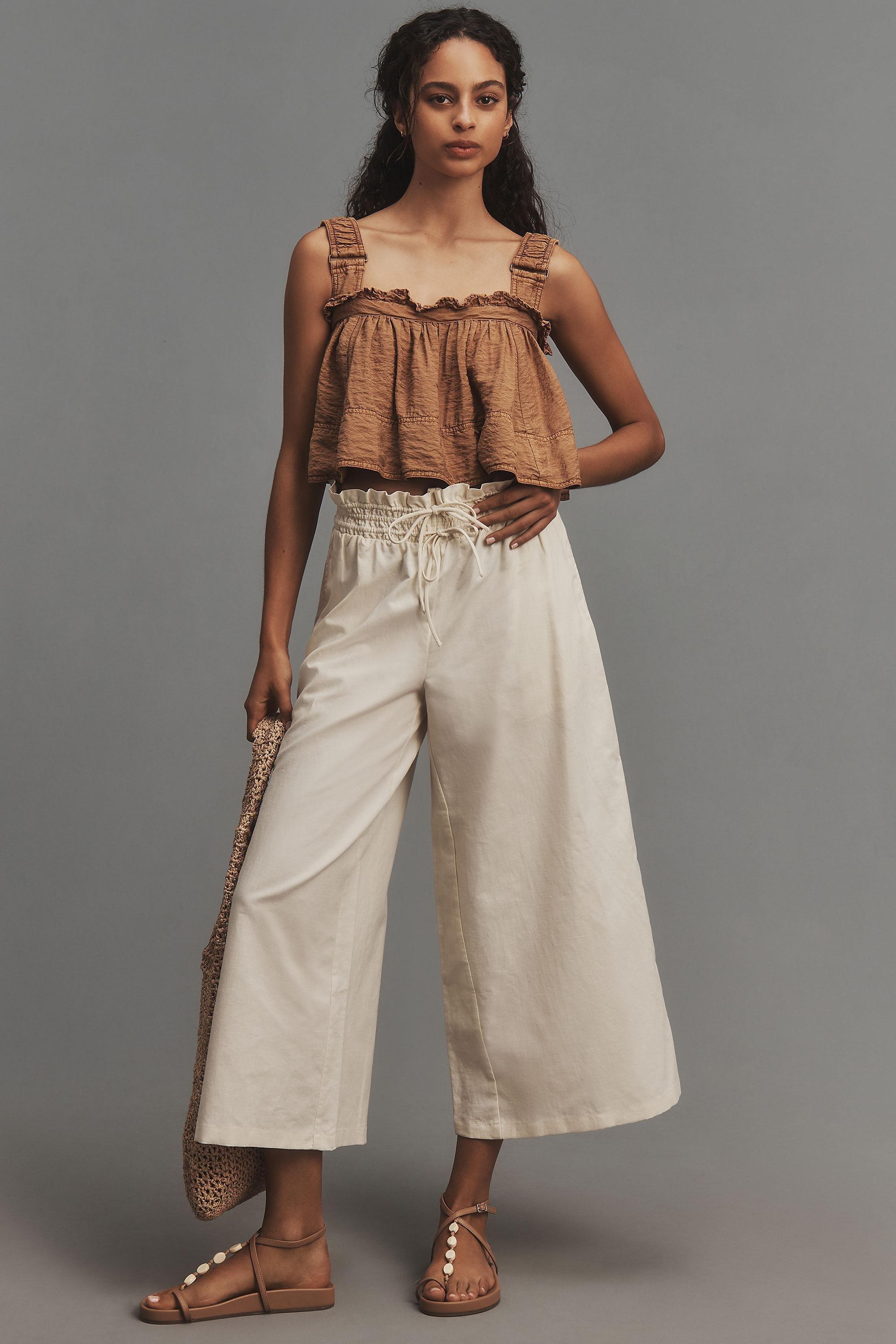 Linen Pull-On Trousers, Cream, , large image number 0