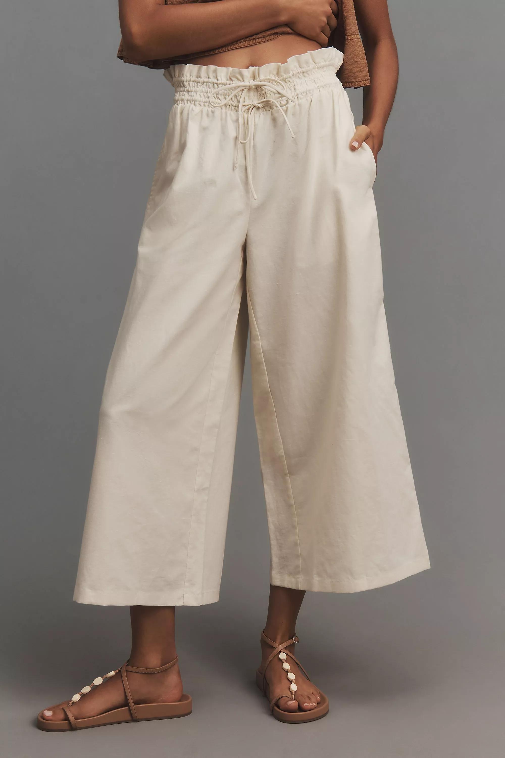Linen Pull-On Trousers, Cream, , large image number 1