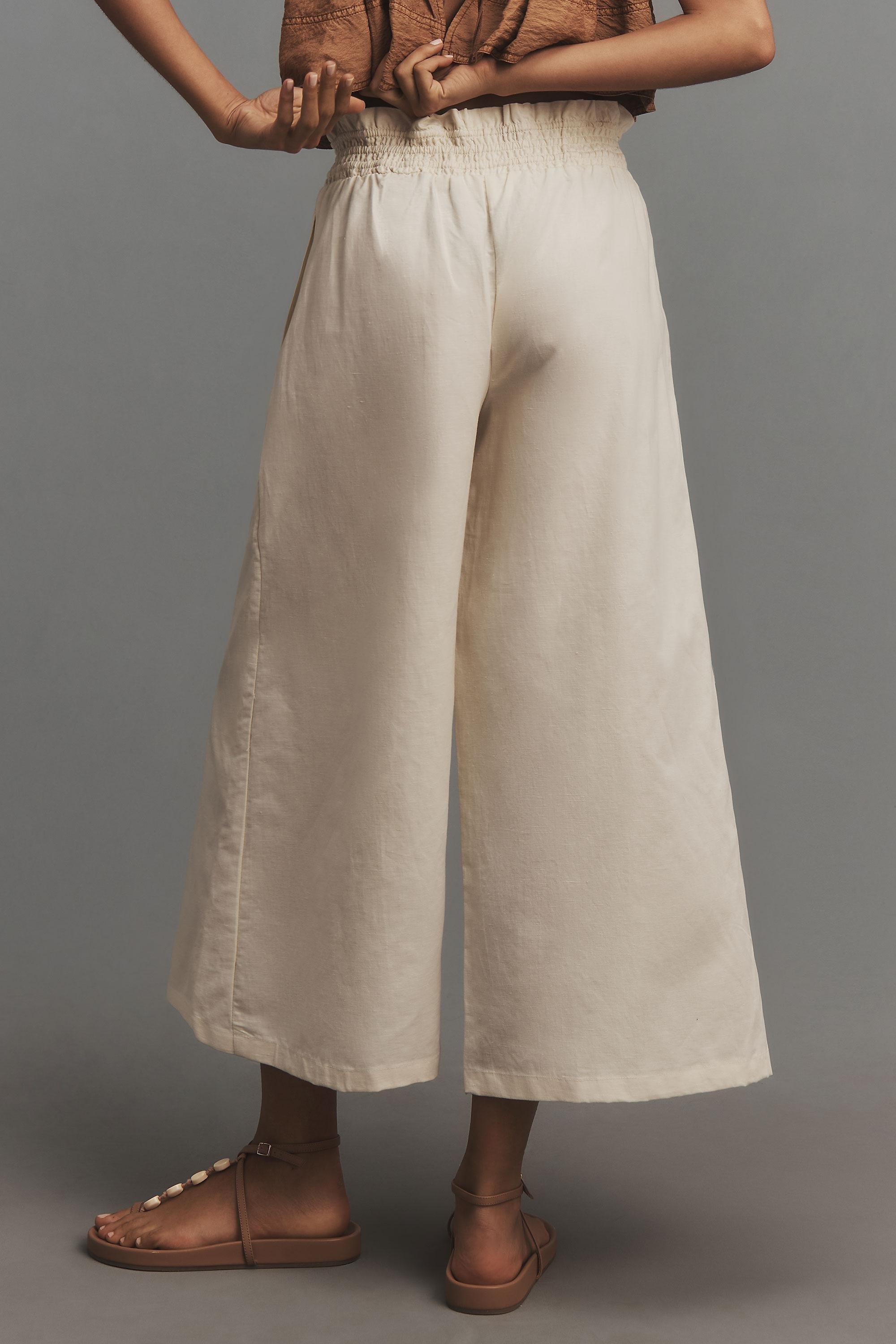 Linen Pull-On Trousers, Cream, , large image number 3