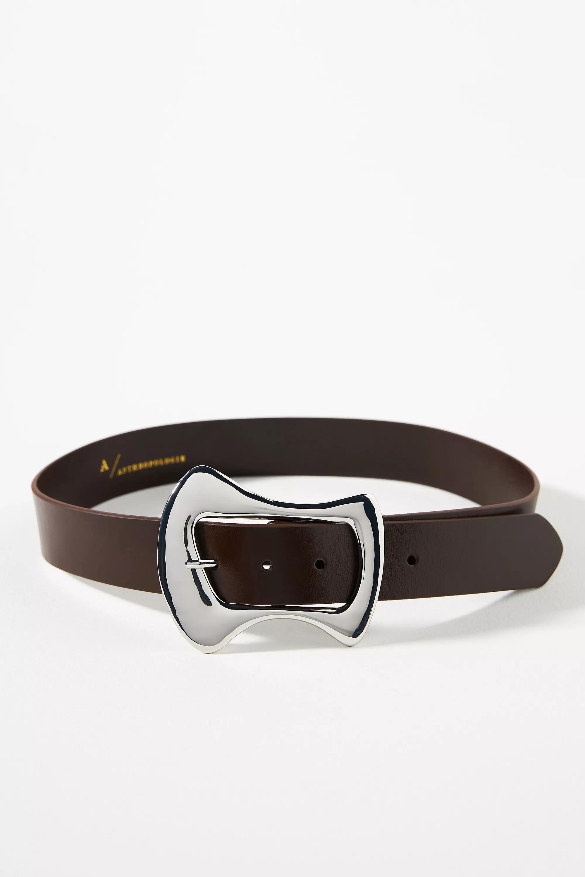 Statement Buckle Belt, Brown, , medium