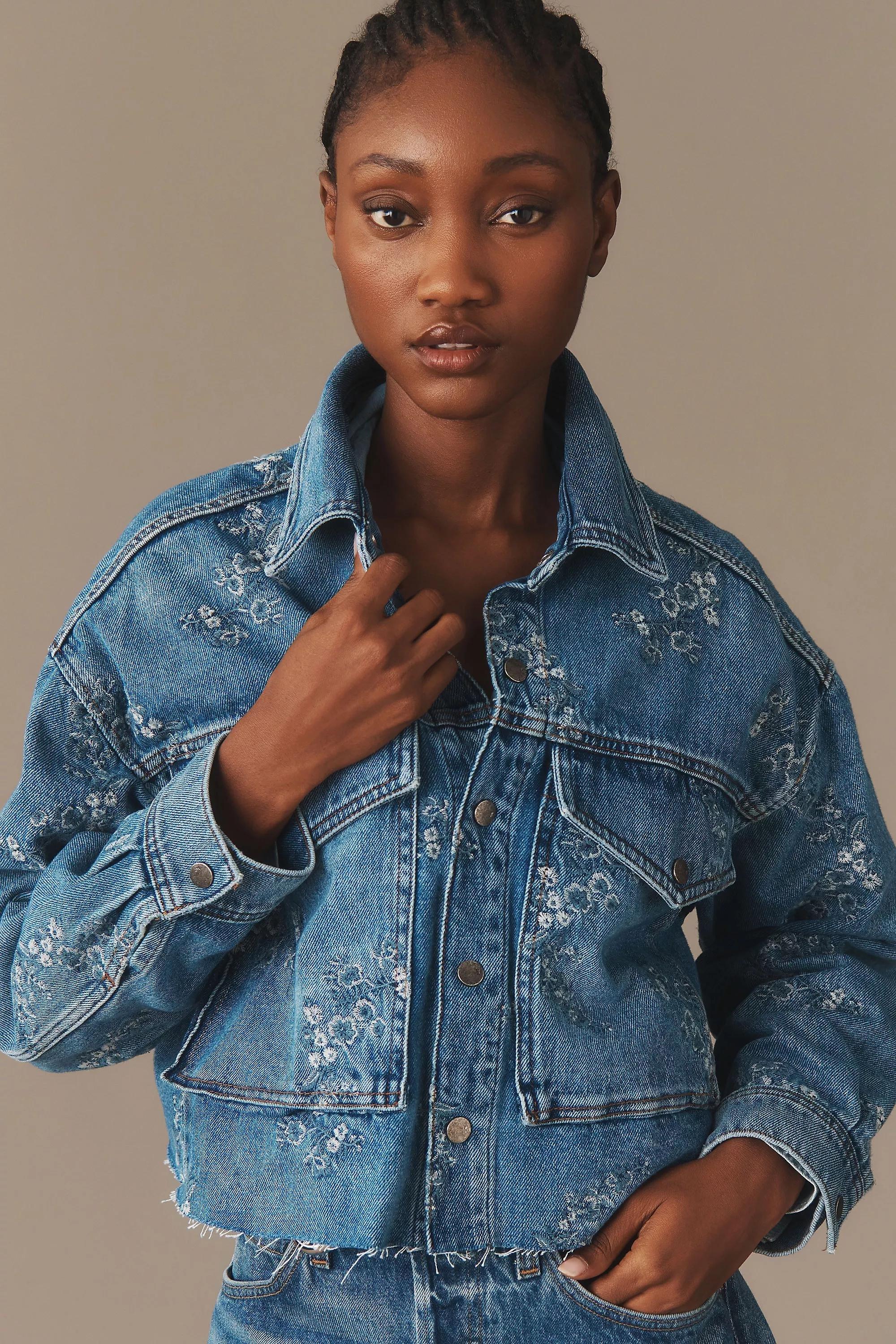 DENIM L Pilcro Embroidered Utility Denim Jacket, , large image number 1