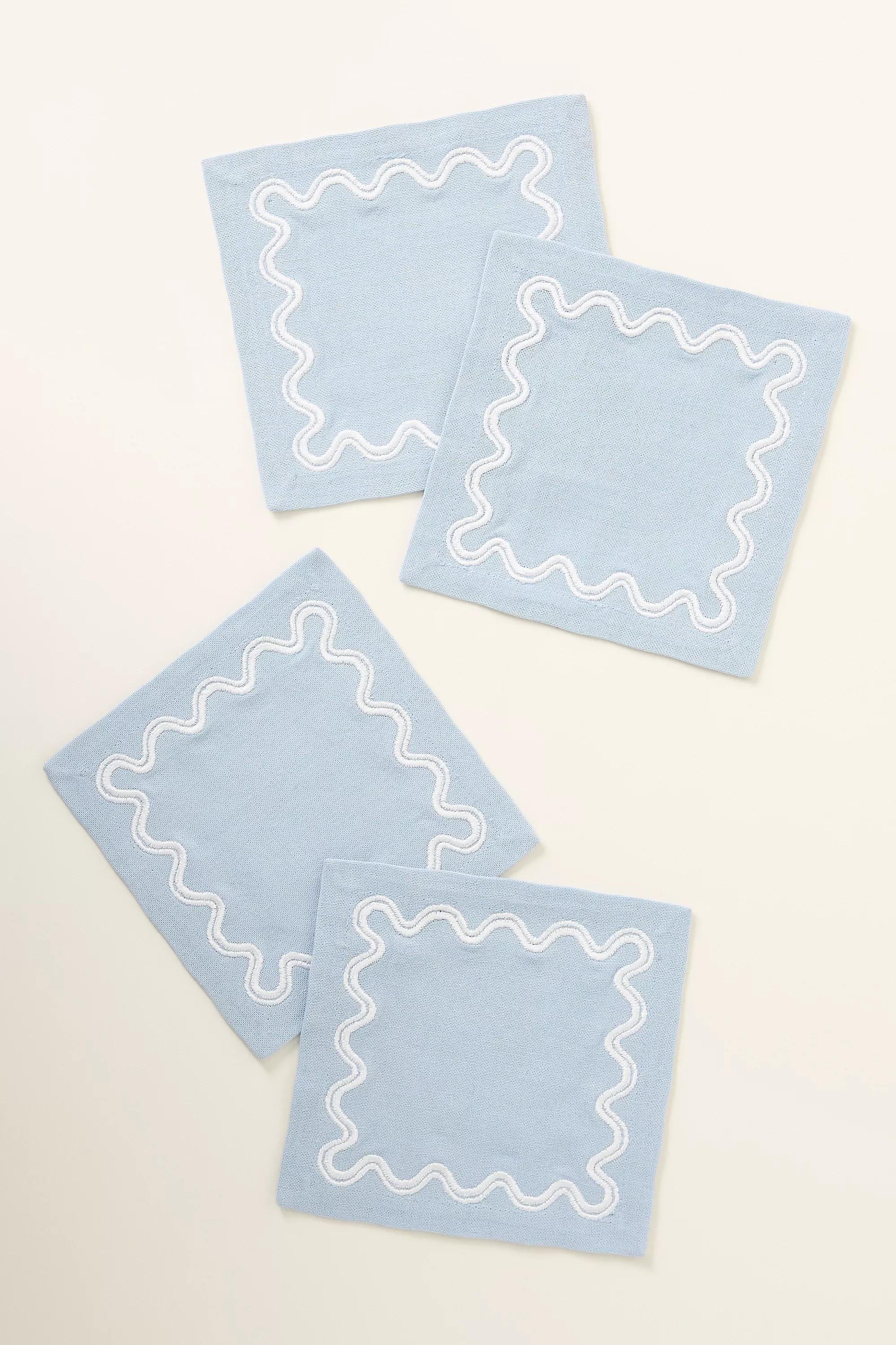 Madeline Cocktail Napkins, Set Of 4 Blue, A501_0092, large image number 0