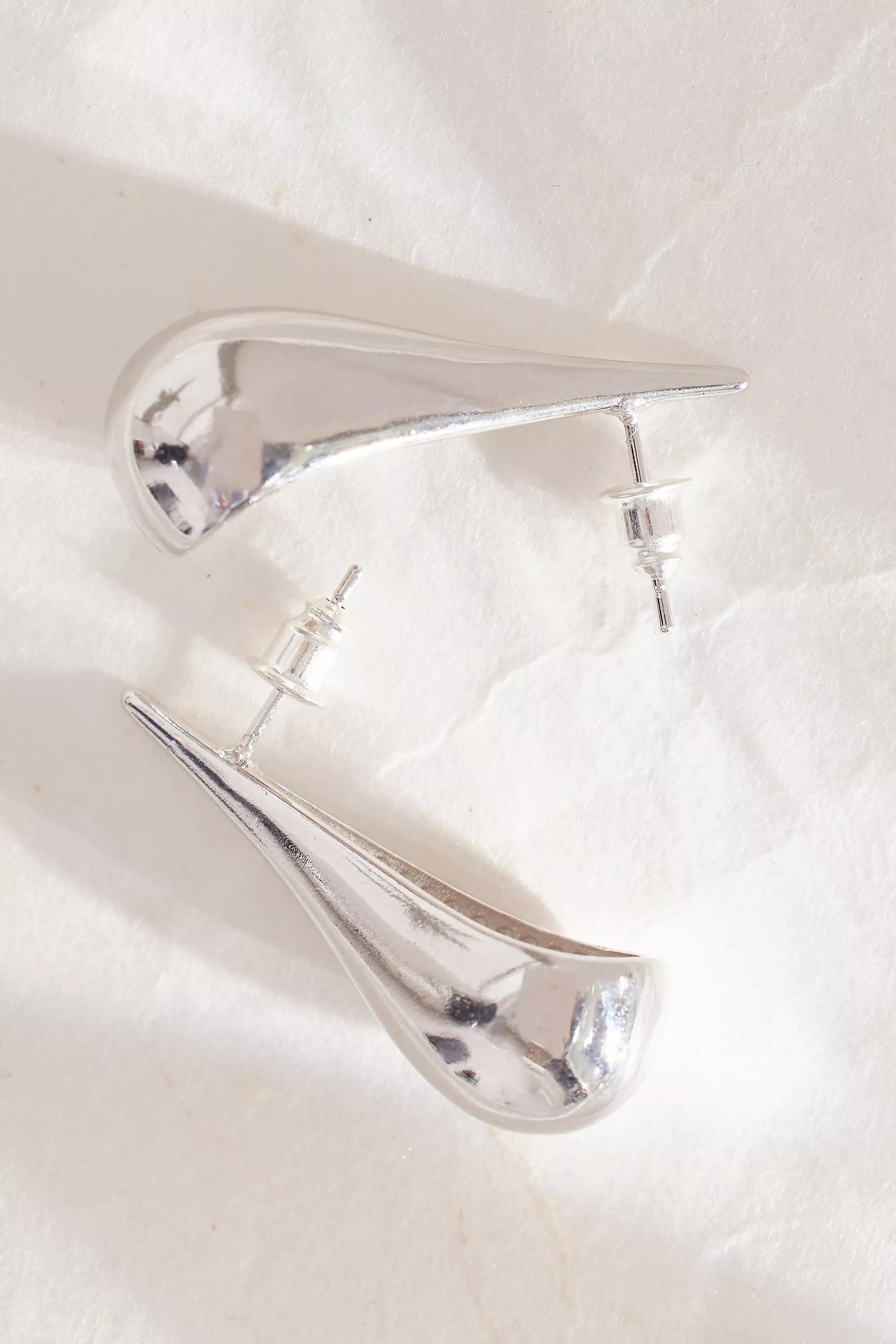 Slimline Teardrop Earrings, Slvr, , medium