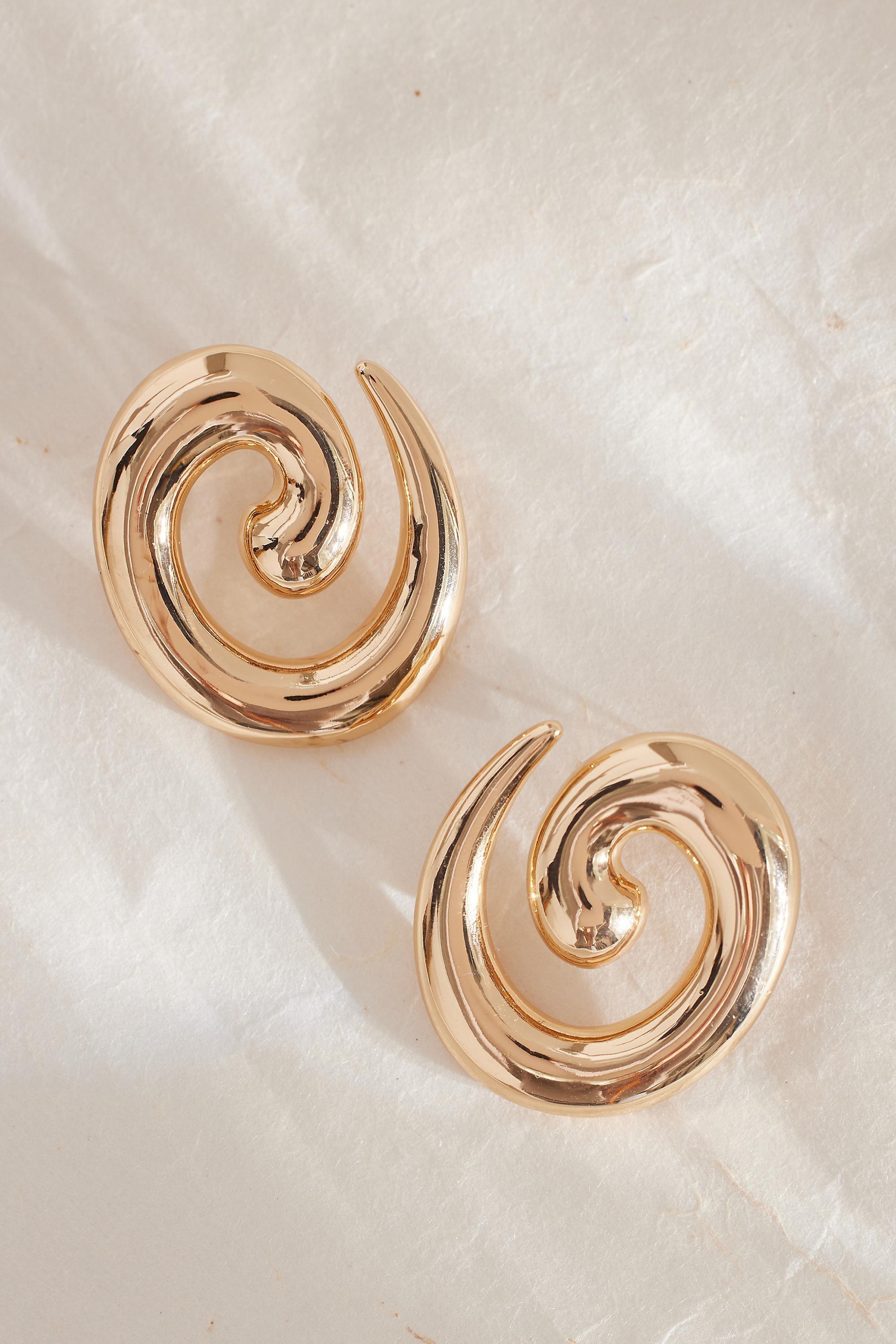 Smooth Spiral Drop Earrings, Gold, A501_0070, medium