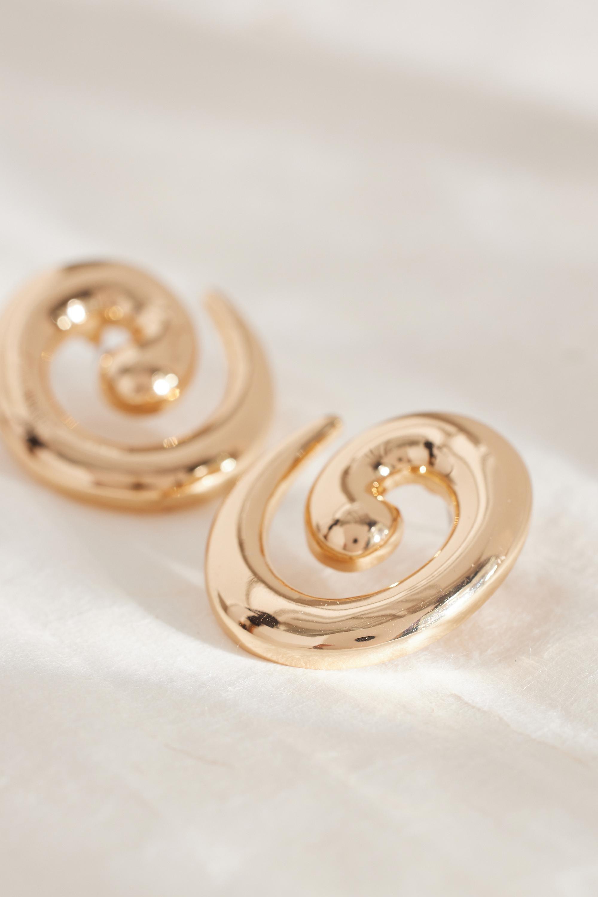 Smooth Spiral Drop Earrings, Gold, A501_0070, large image number 1