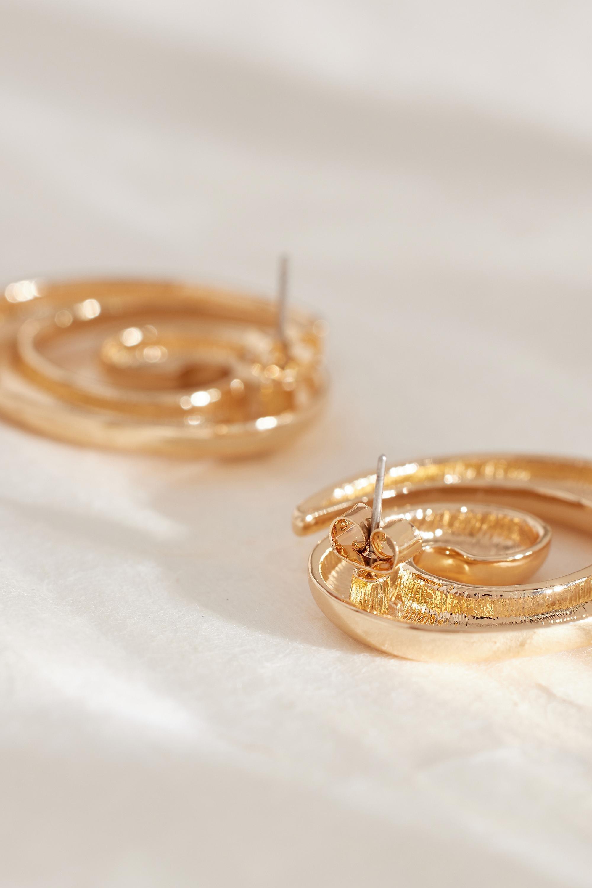 Smooth Spiral Drop Earrings, Gold, A501_0070, large image number 2