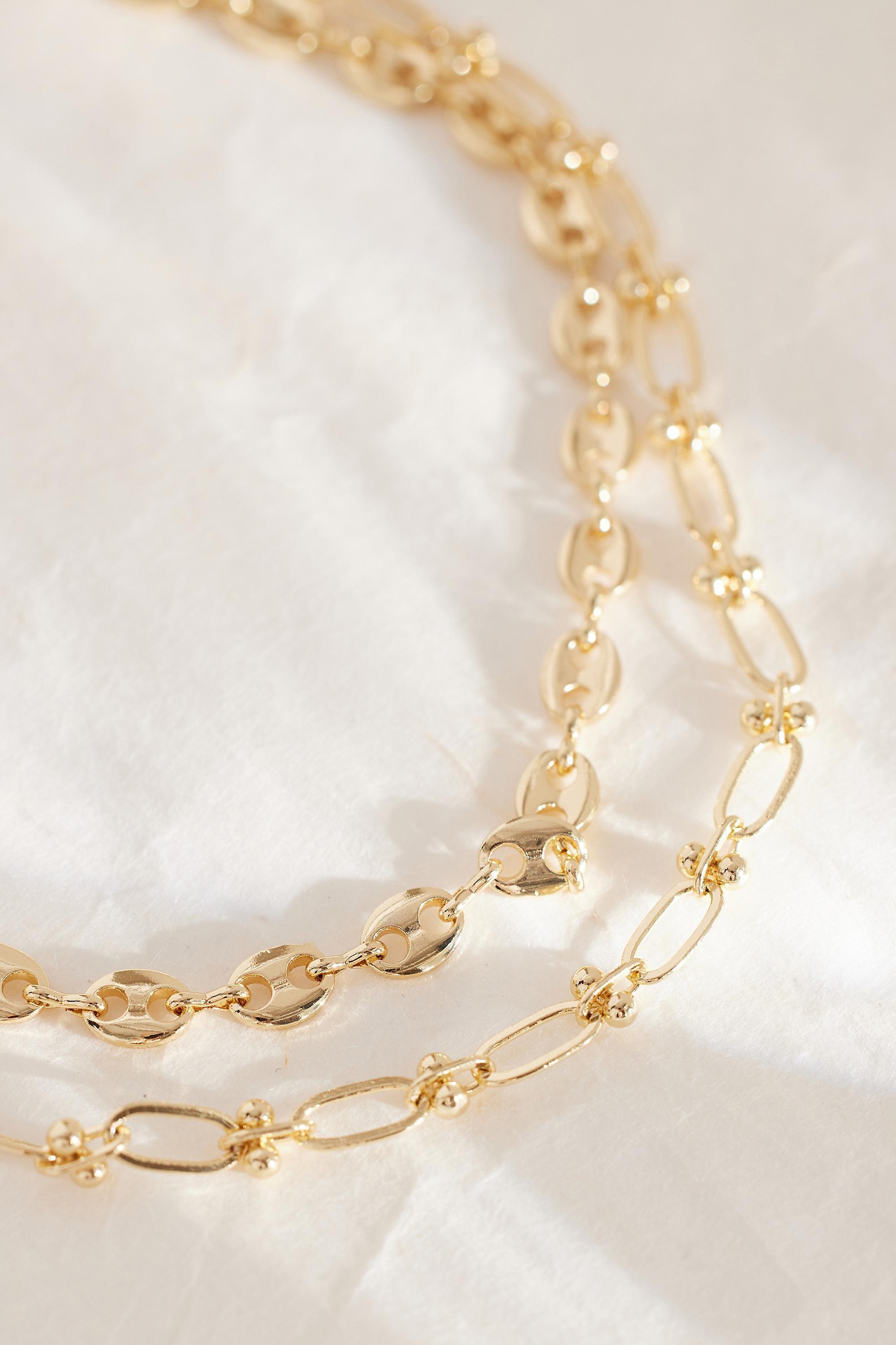 Longline Mixed Chain Layered Necklace, Gold, A501_0070, large image number 1