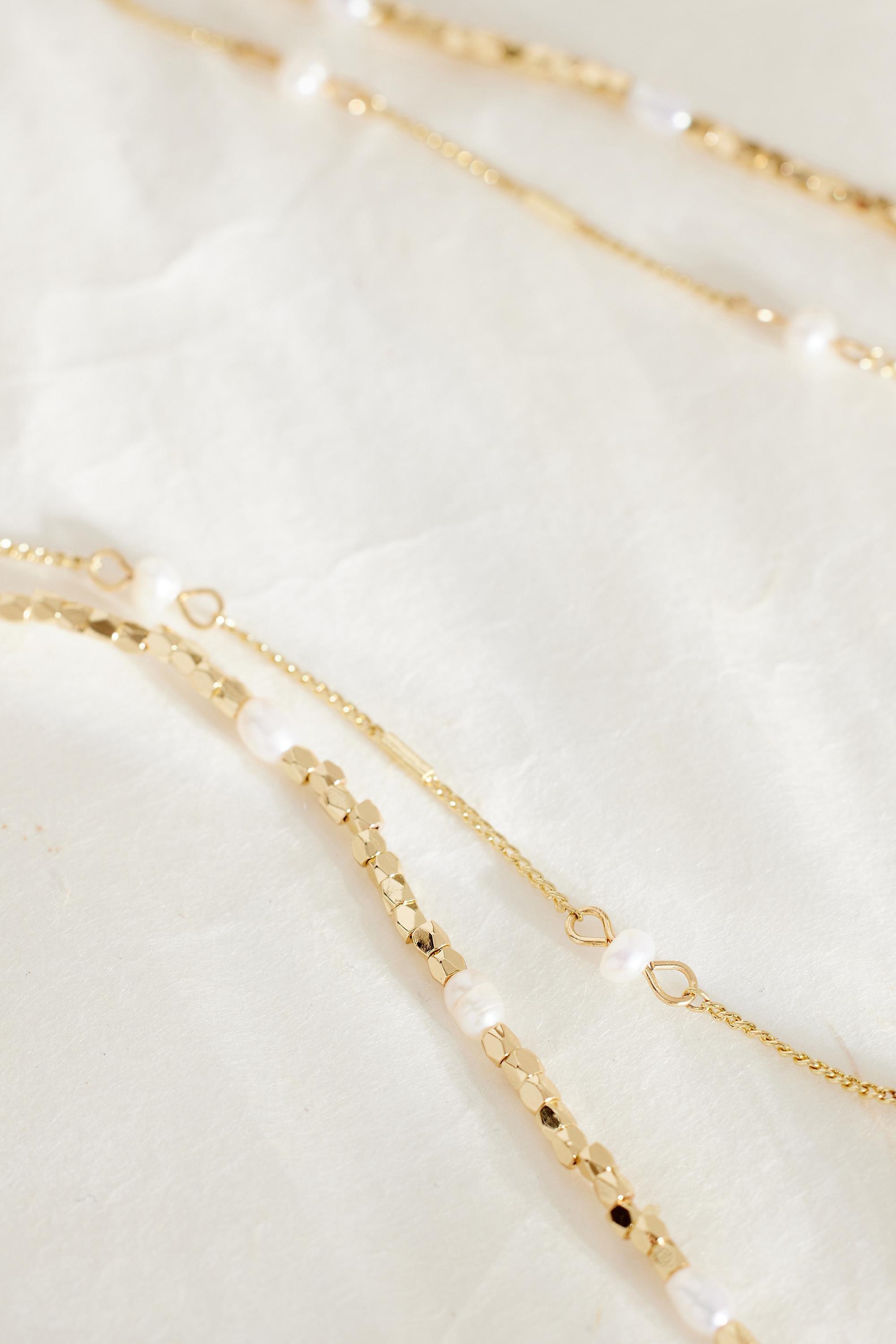 Layered Long Pearl Necklace, Gold, A501_0070, large image number 1