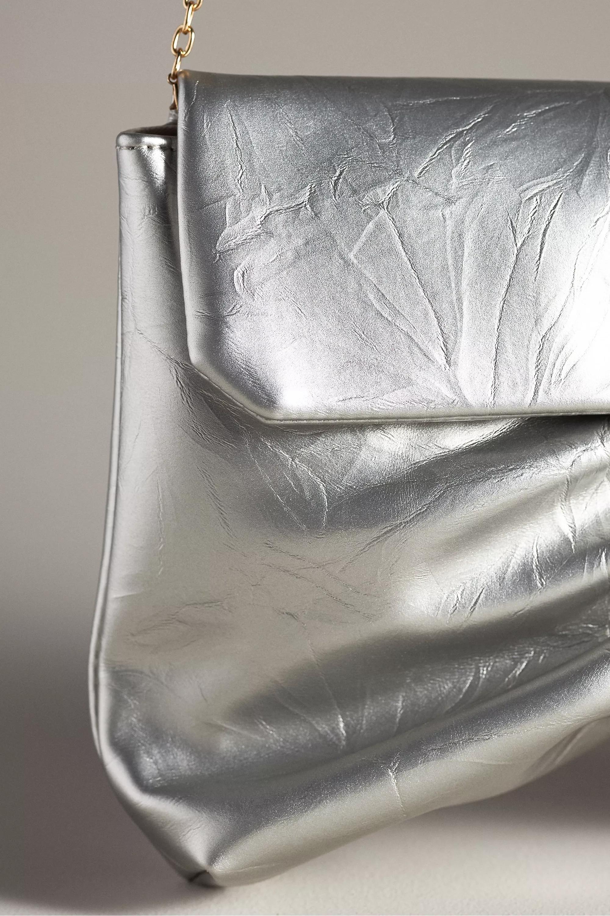 By Anthropologie Scrunch Clutch Bag, Silver, A501_0007, large image number 3