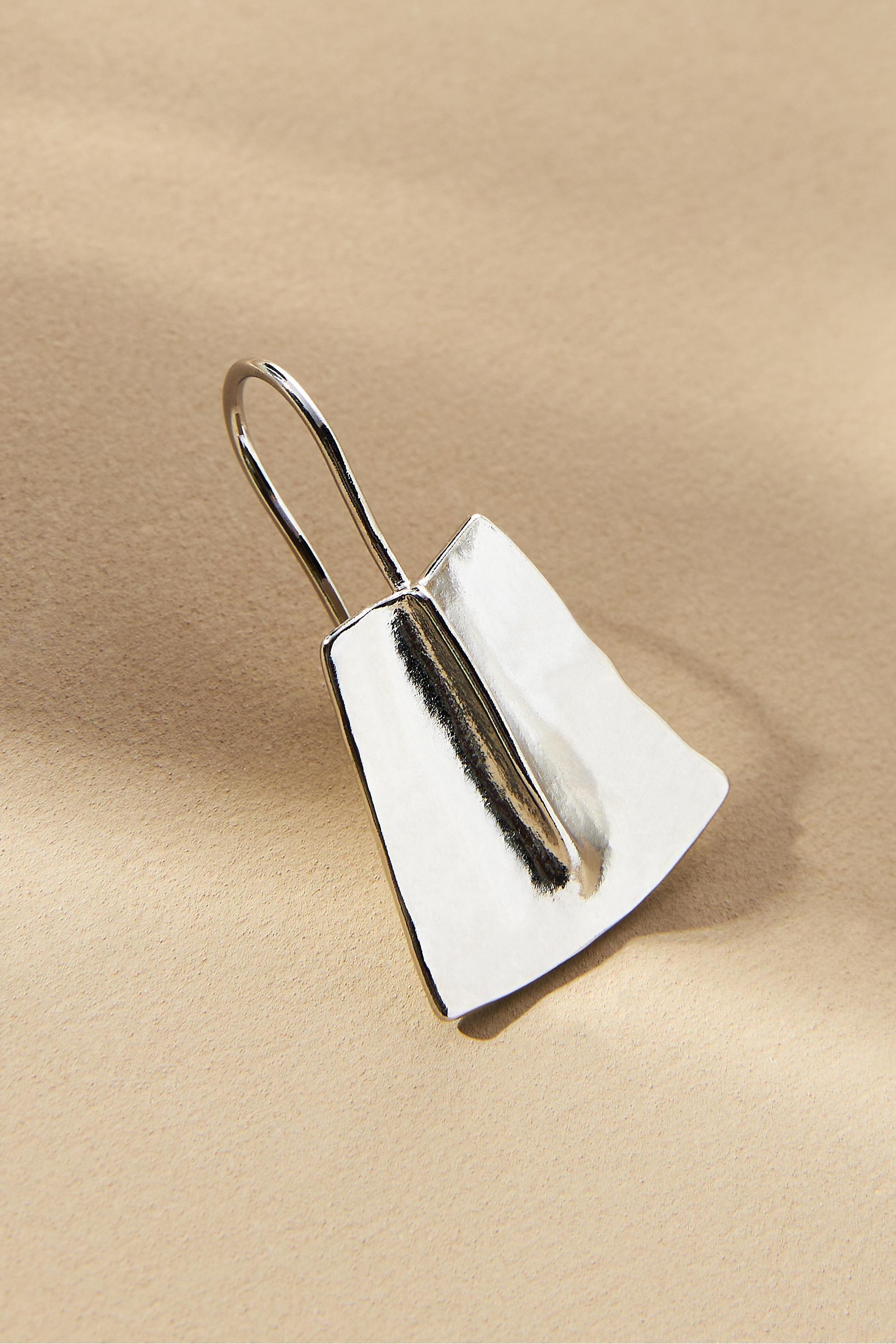 14K Mini Hammered Fan Drop Earrings, Silver, A501_0007, large image number 1