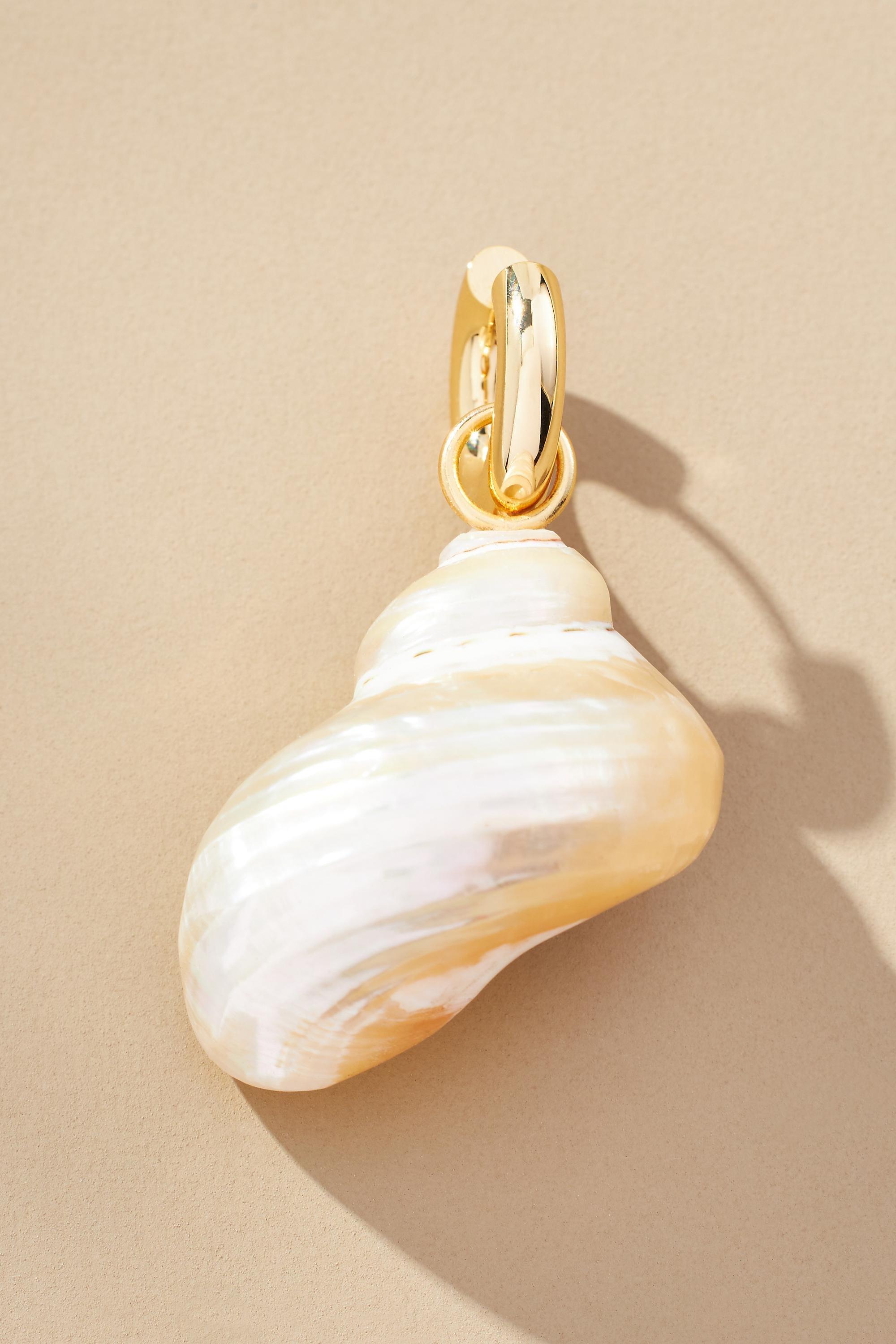 14K Gold Pleated Conch Huggie Earrings, Gold, A501_0070, large image number 1