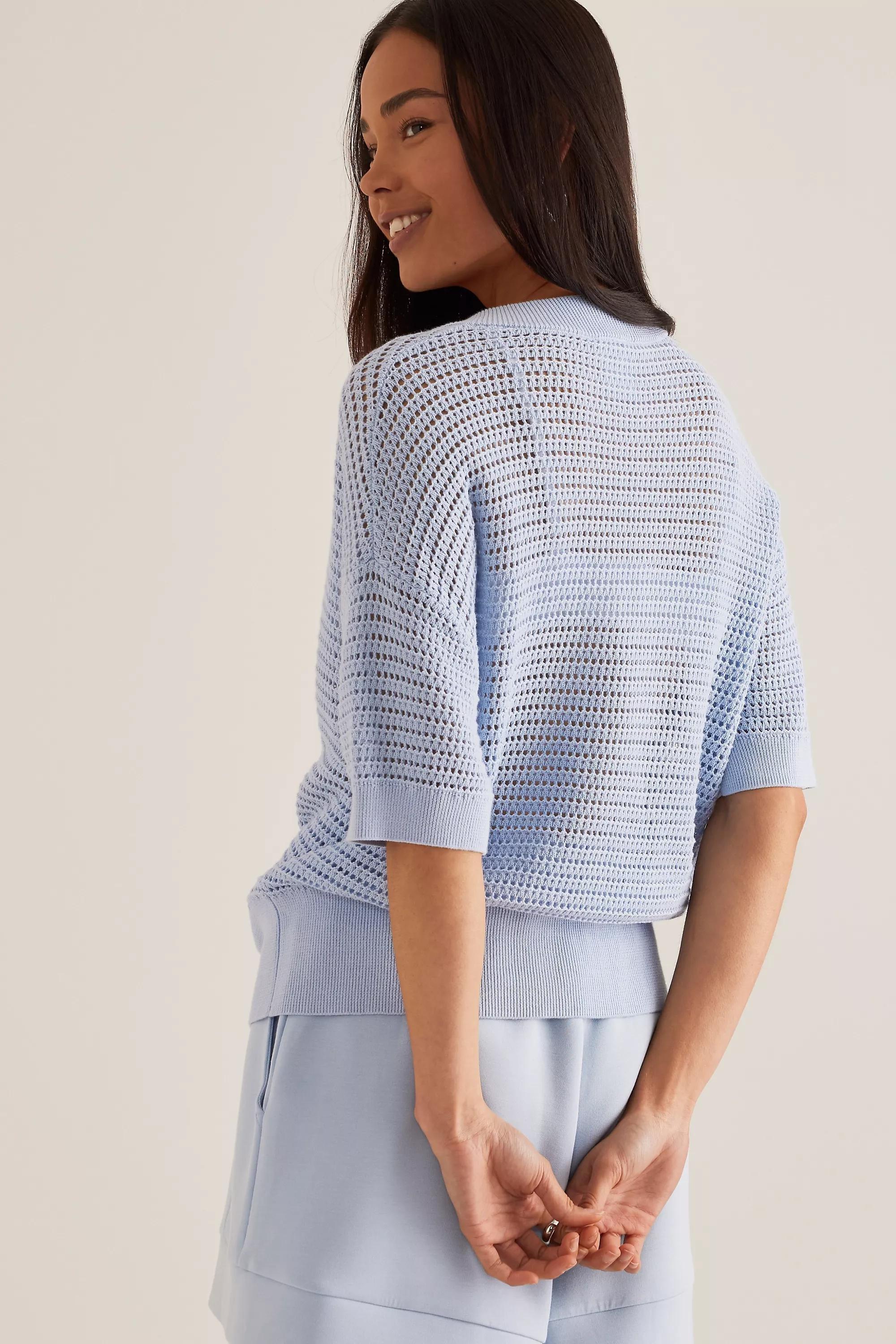 Anthropologie Open-Work Crop Shirt, , large image number 2