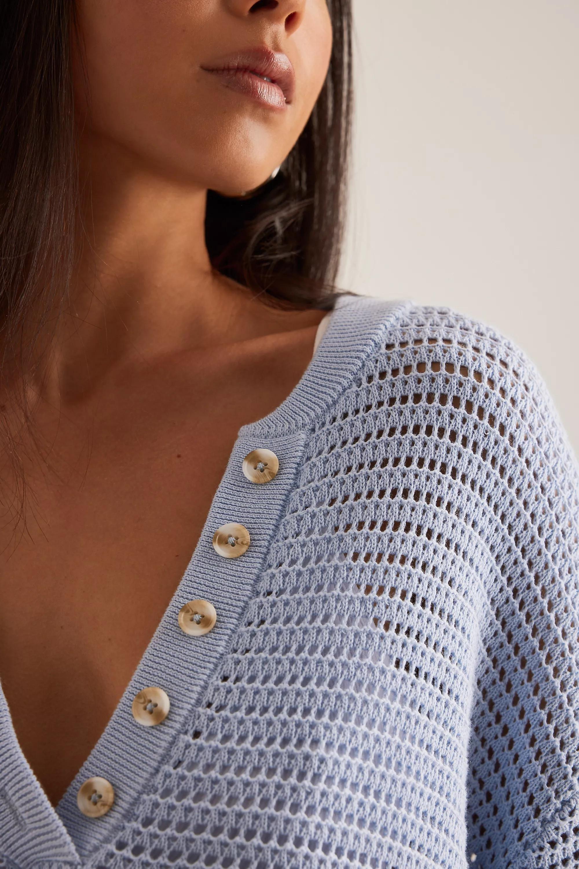 Anthropologie Open-Work Crop Shirt, , large image number 4