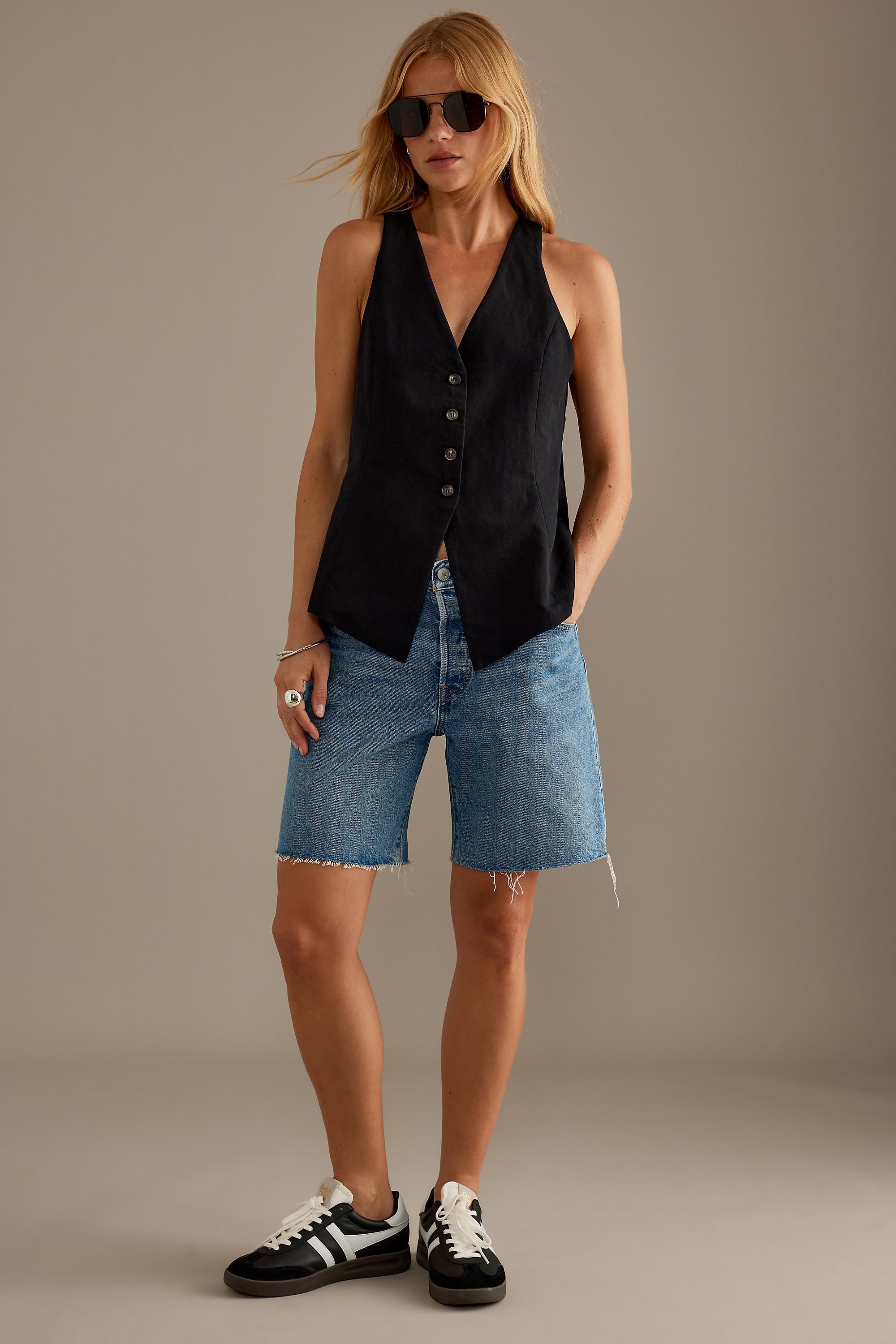 Linen-Blend Waistcoat, Black, A501_0001, large image number 1