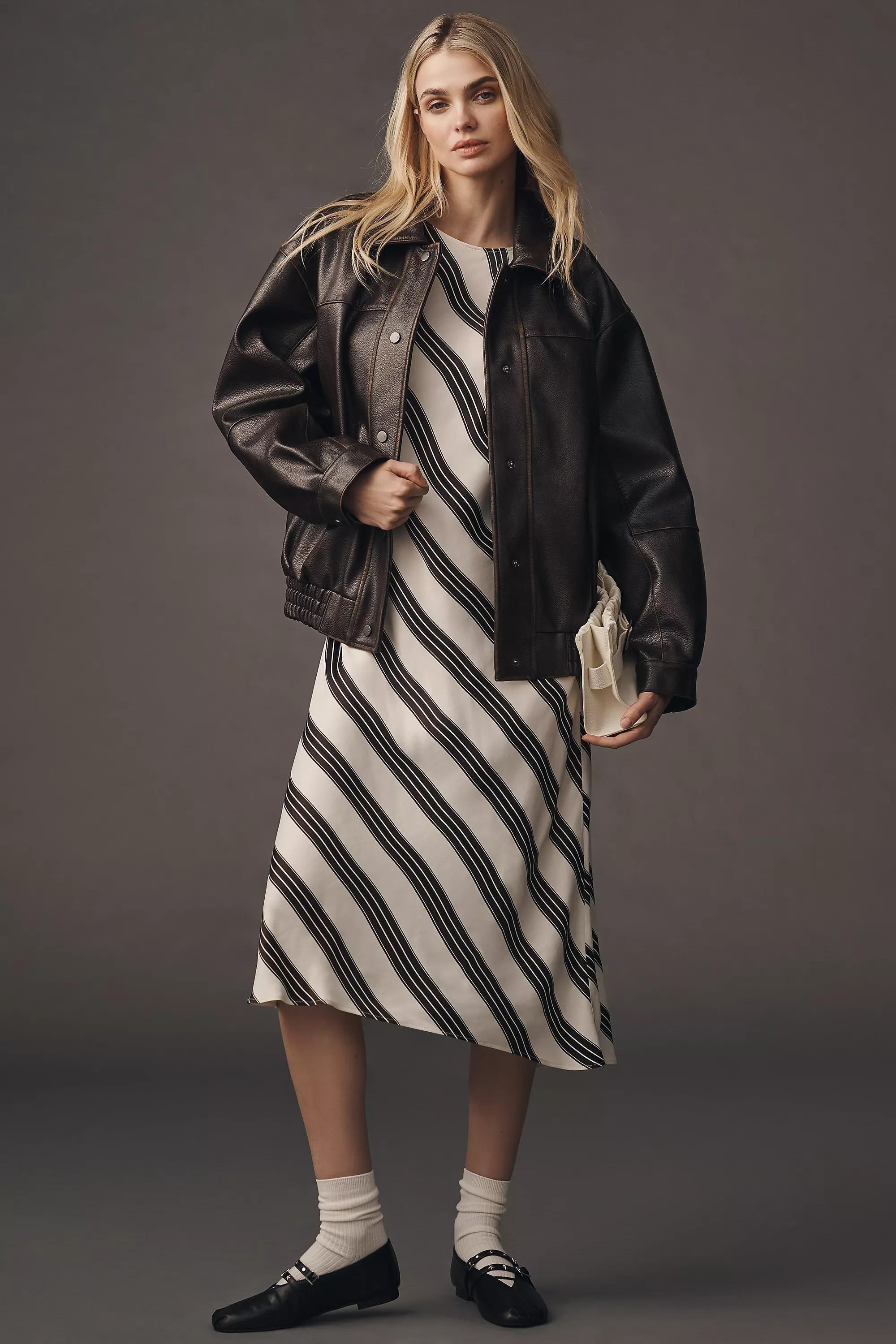 Pilcro Oversized Washed Faux Leather Jacket, Brown, , large image number 2