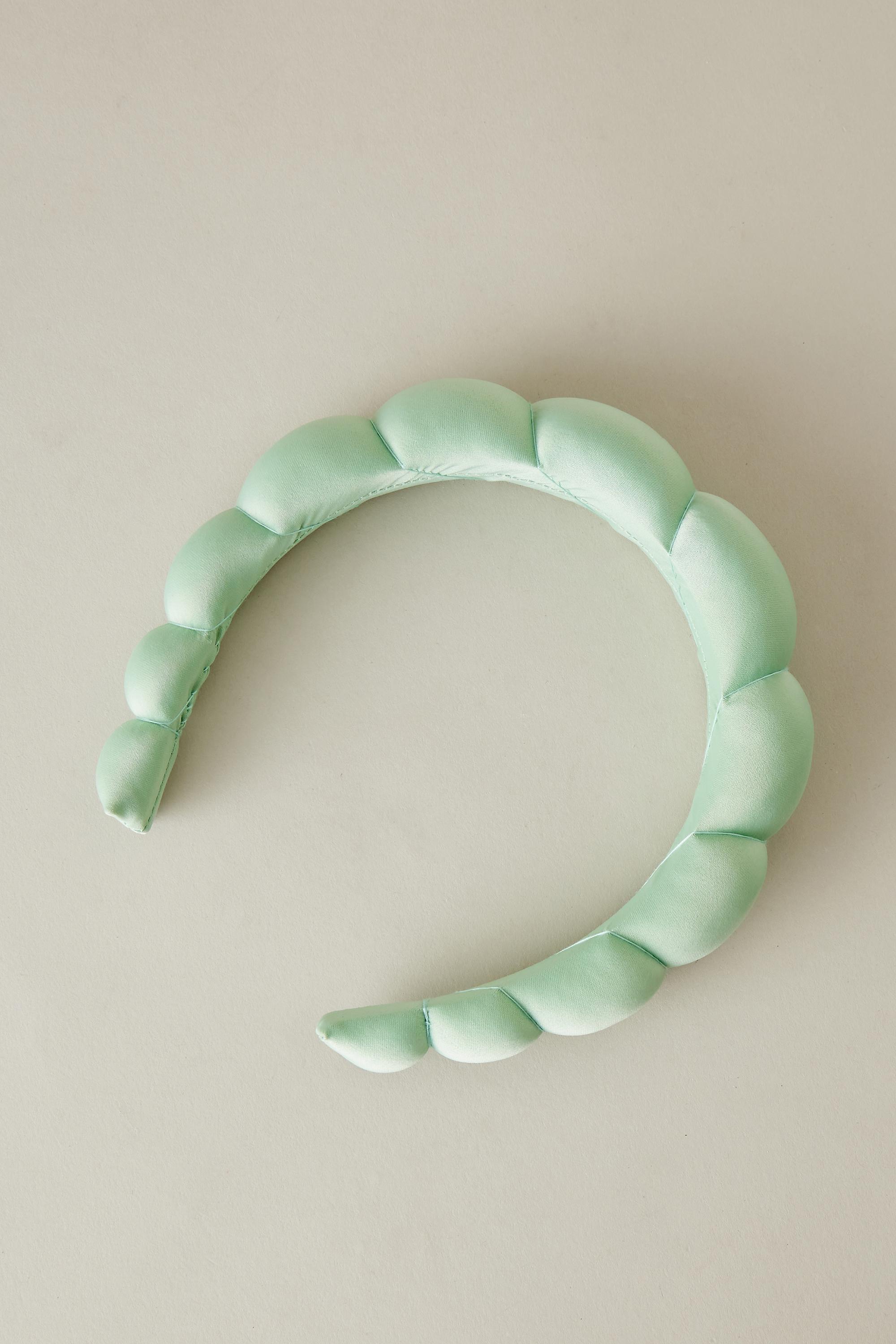 Satin Bubble Headband, Green, A501_0040, large image number 0