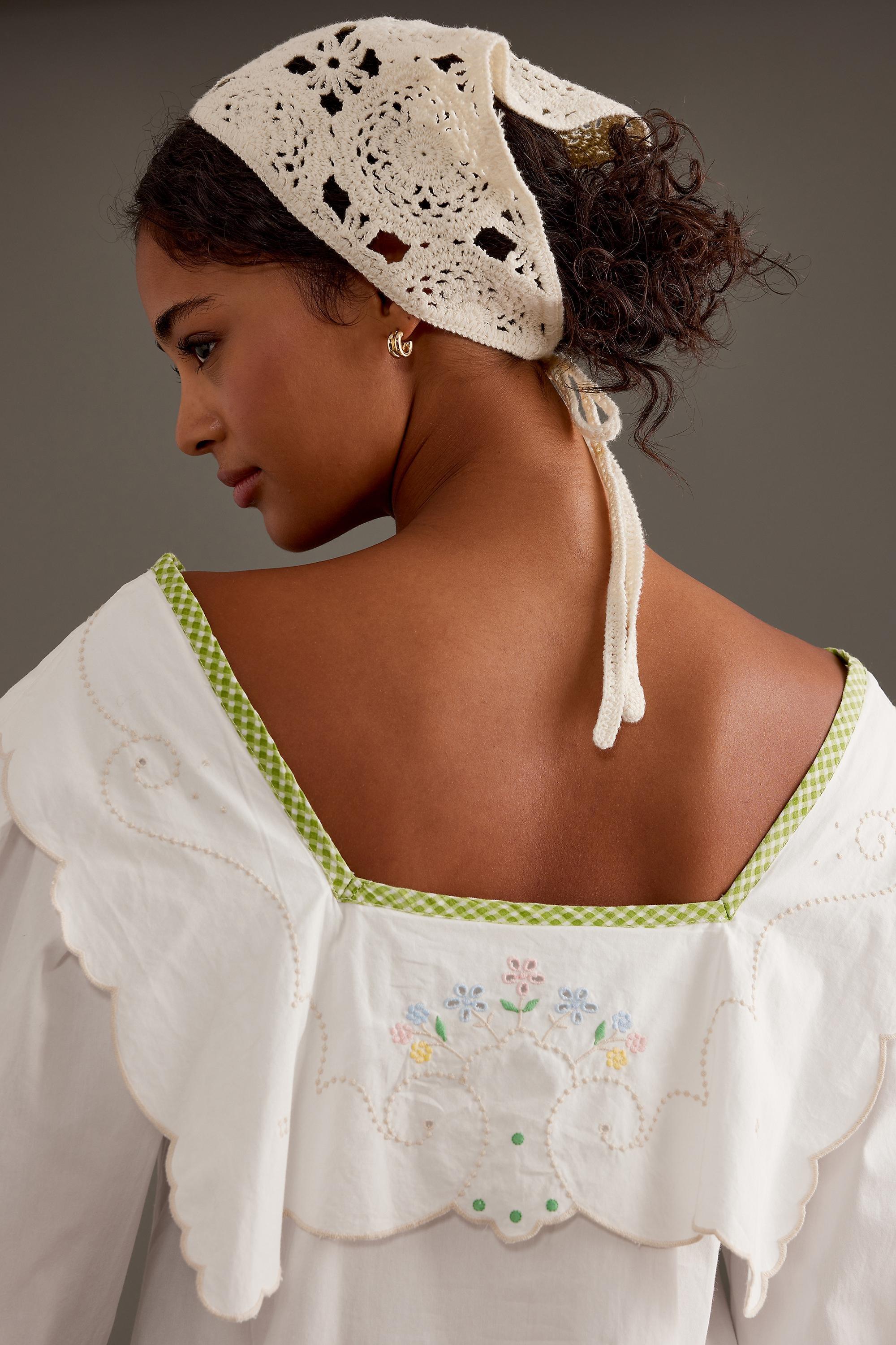 Crochet Hair Bandana, White, A501_0111, large image number 0