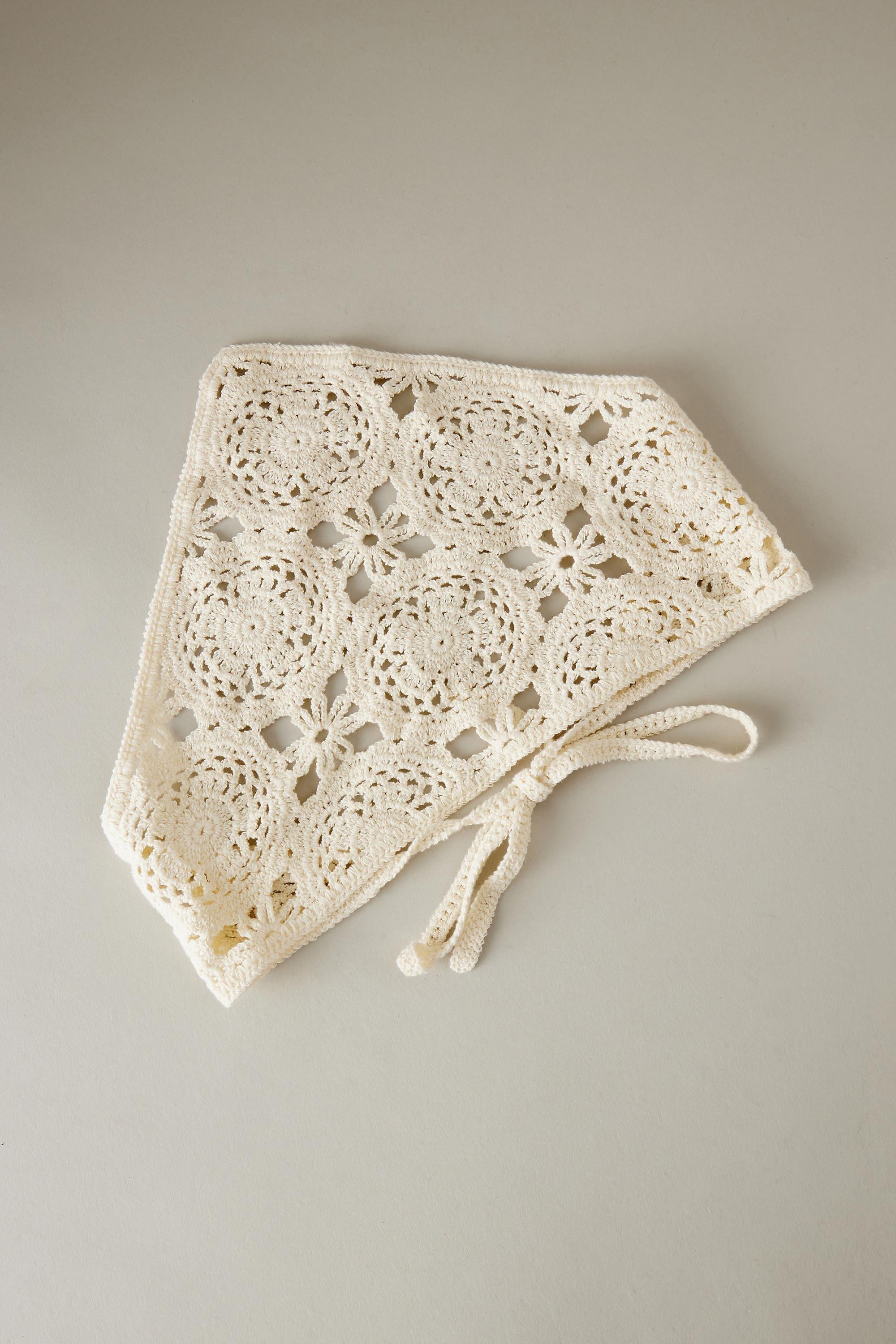 Crochet Hair Bandana, White, A501_0111, large image number 2
