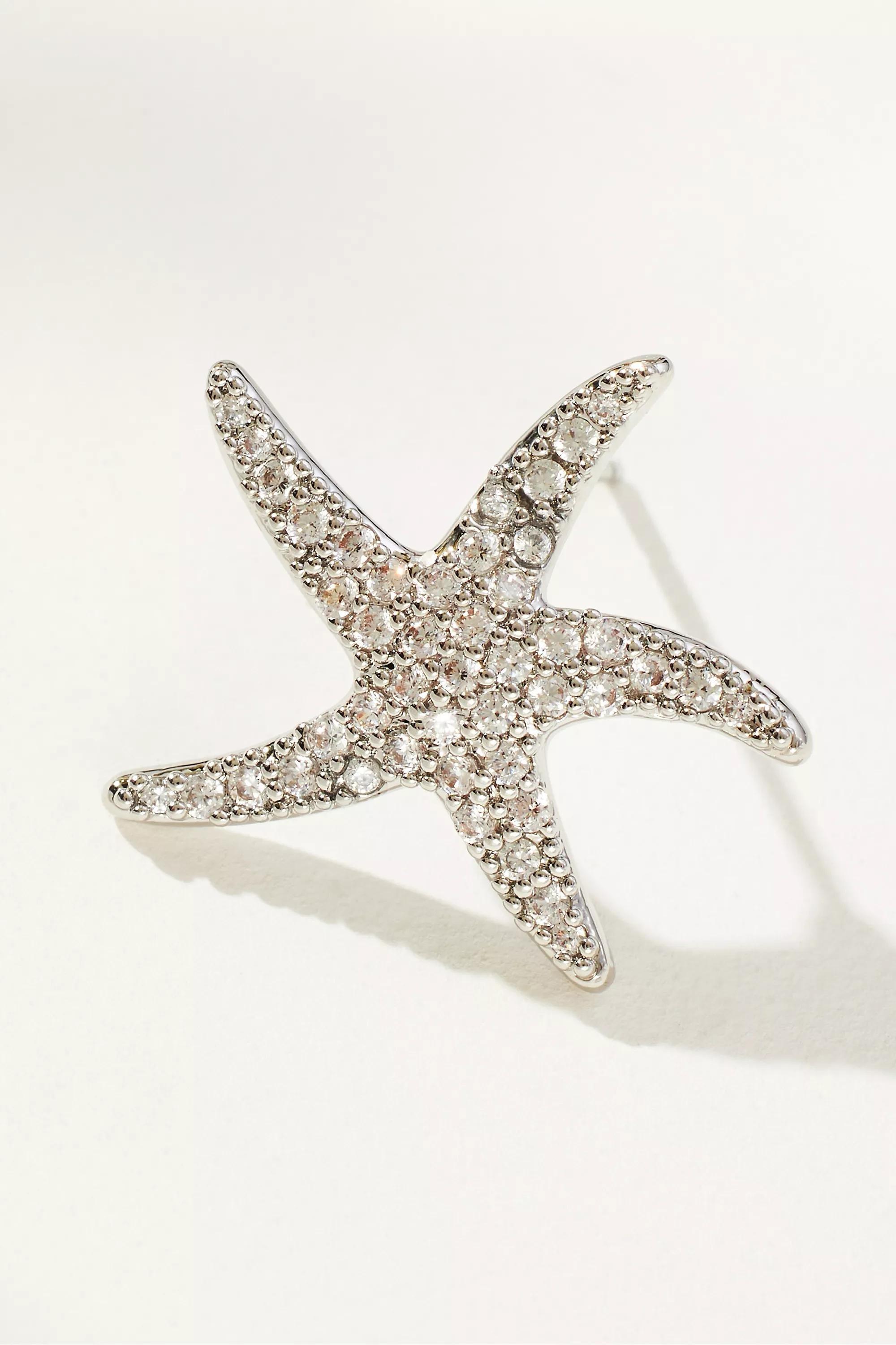 Starfish Post Earrings, Silver, A501_0007, large image number 1