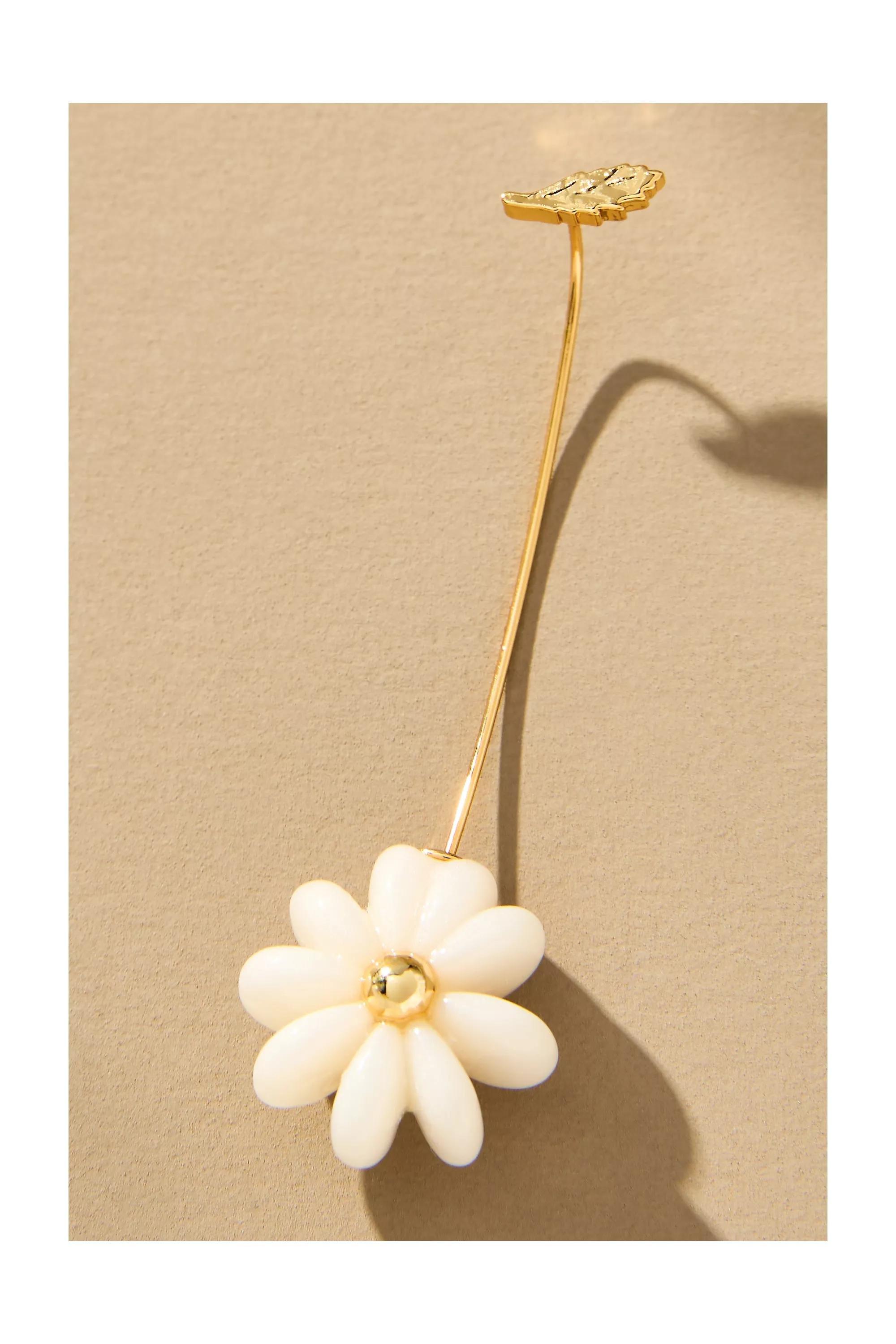 Anthropologie Earrings Floral, White, A501_0010, large image number 1