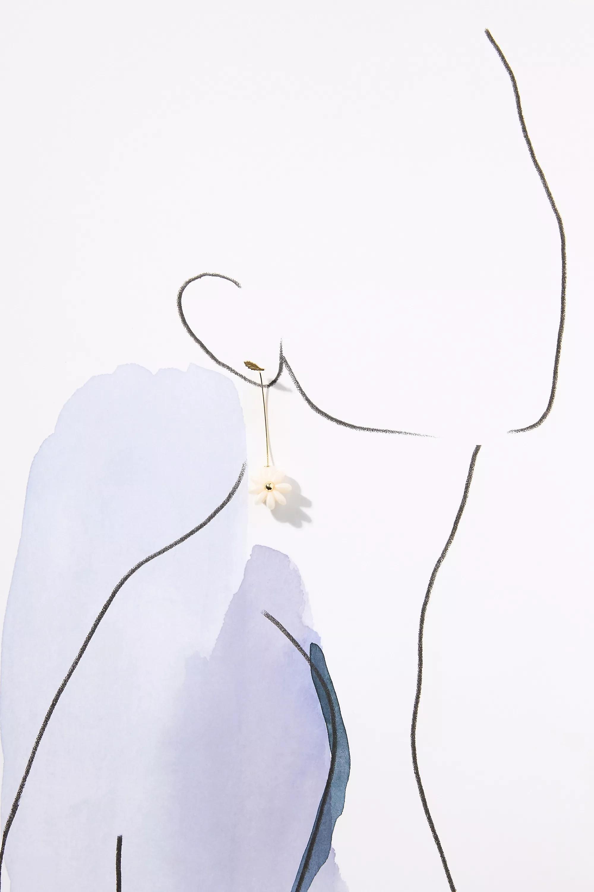 Anthropologie Earrings Floral, White, A501_0010, large image number 2