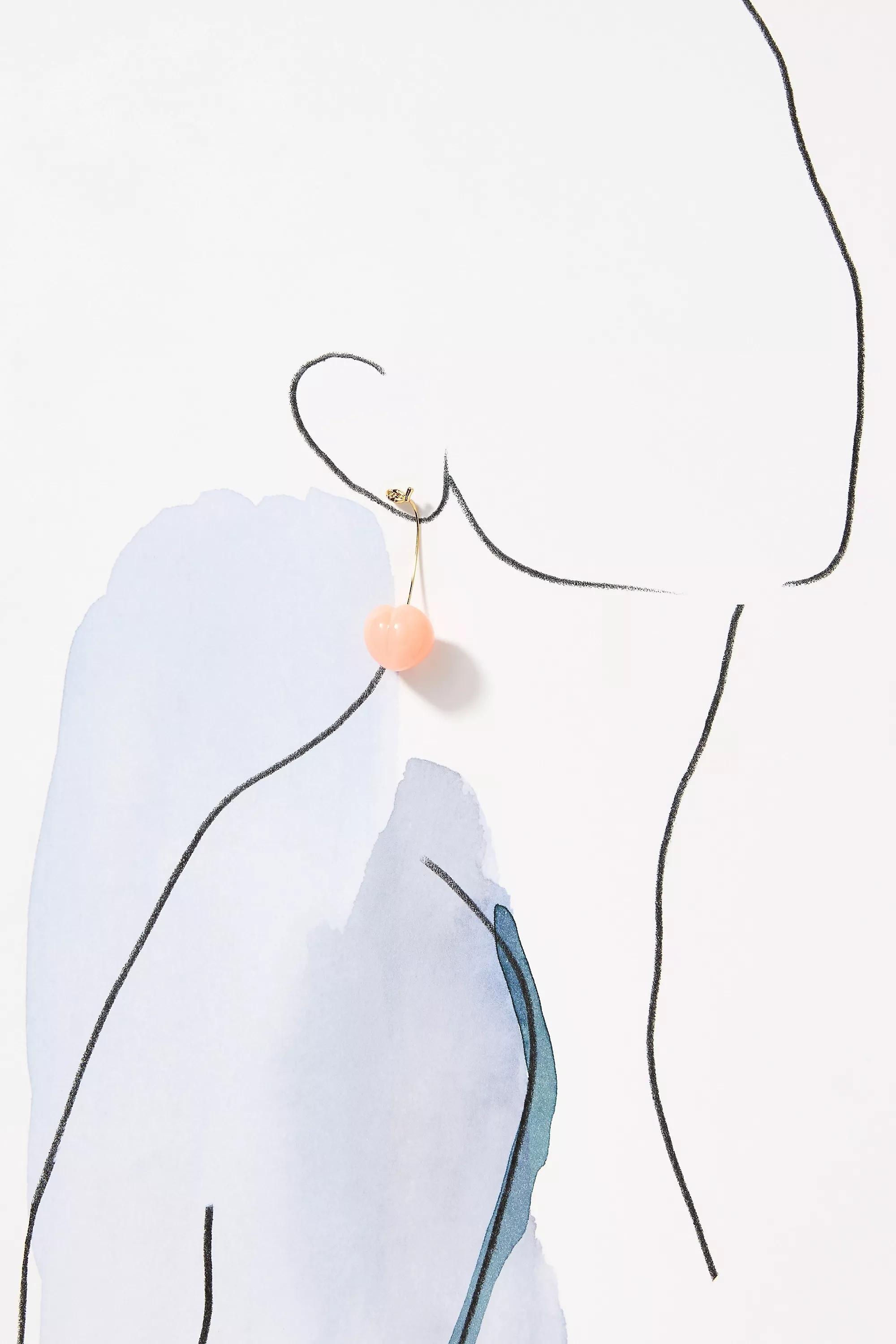 14K Gold Pleated Fruit Drop Earrings, Orange, A501_0067, large image number 2