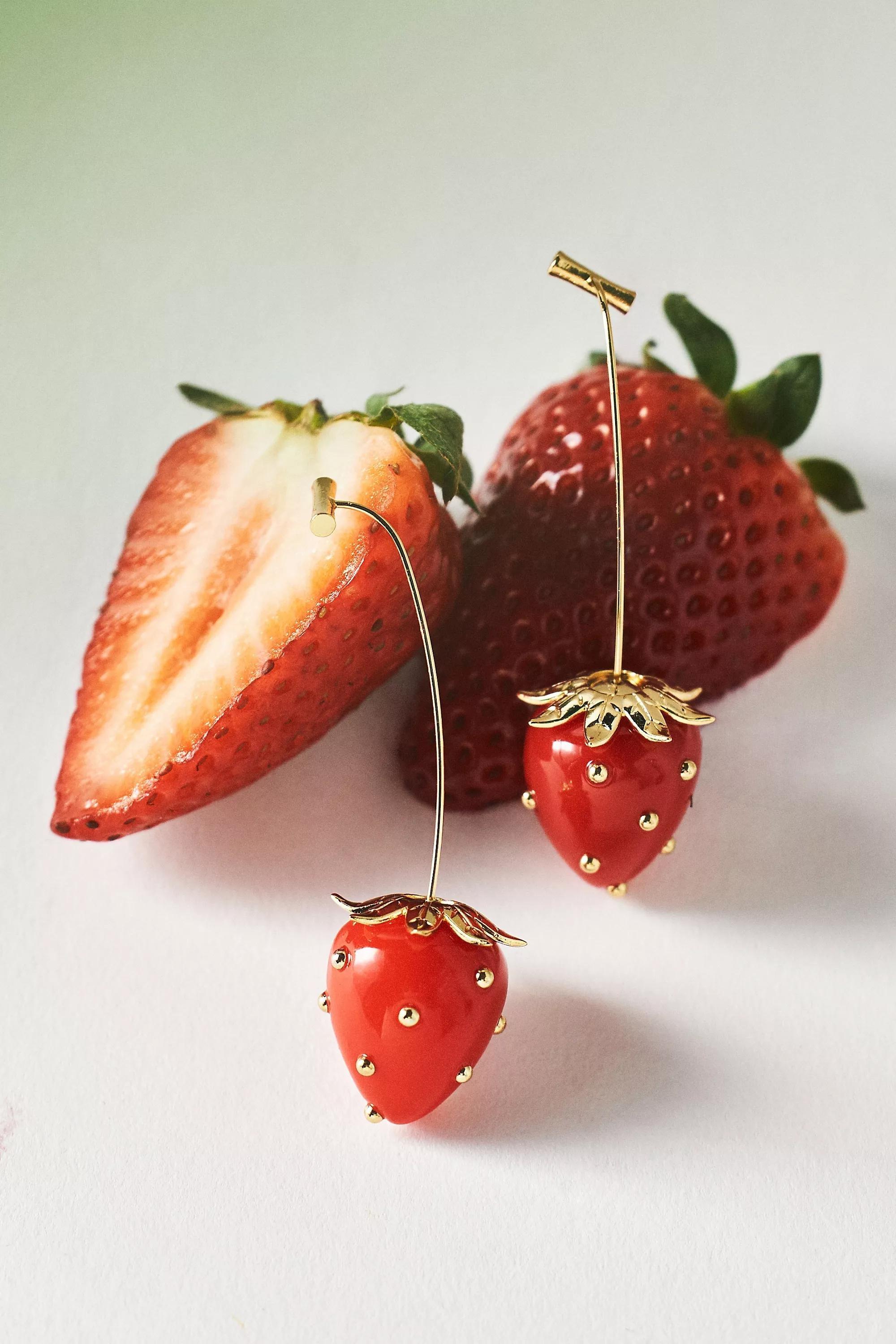 Anthropologie Drop Earrings, Red, A501_0262, large image number 0