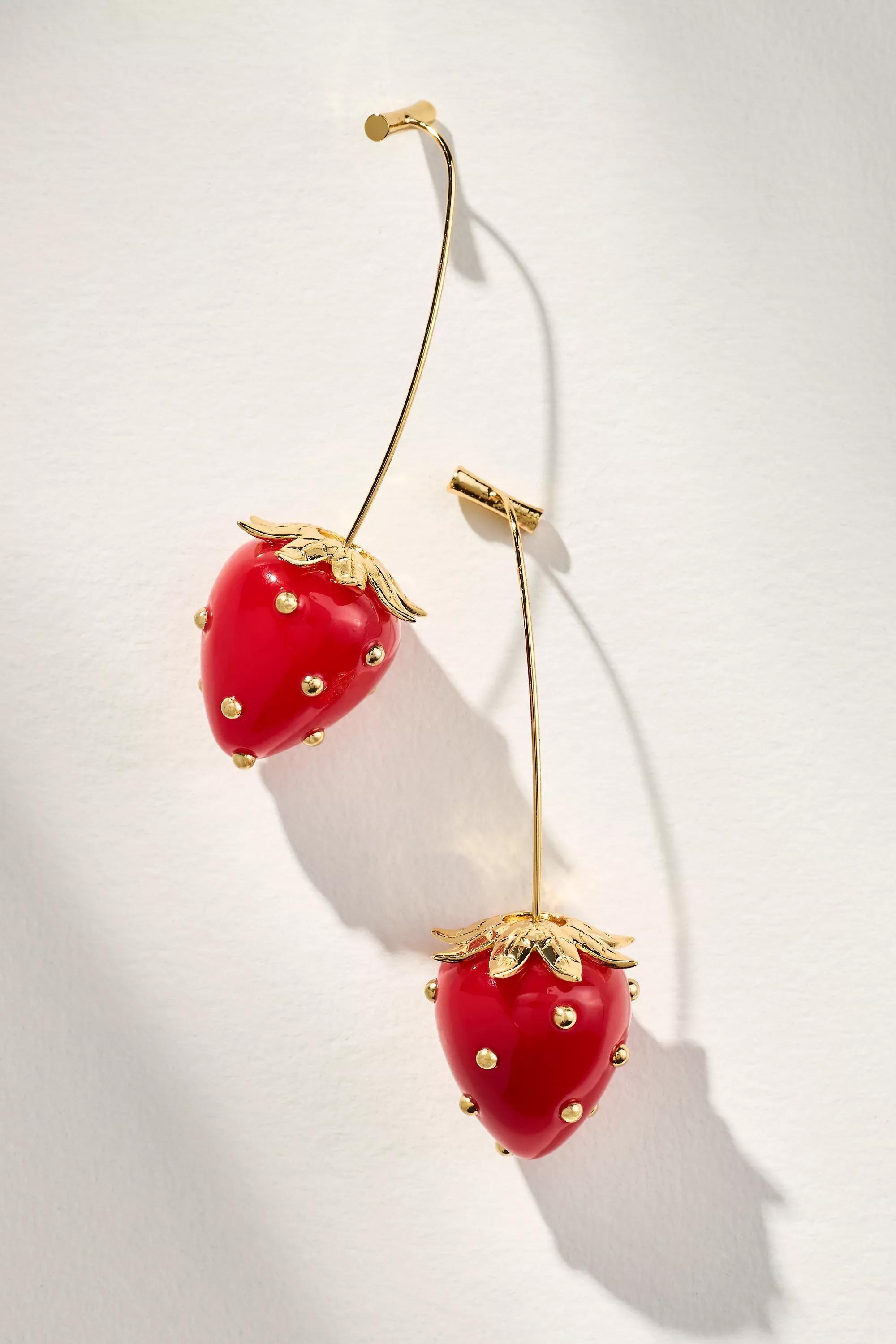 Anthropologie Drop Earrings, Red, A501_0262, large image number 1