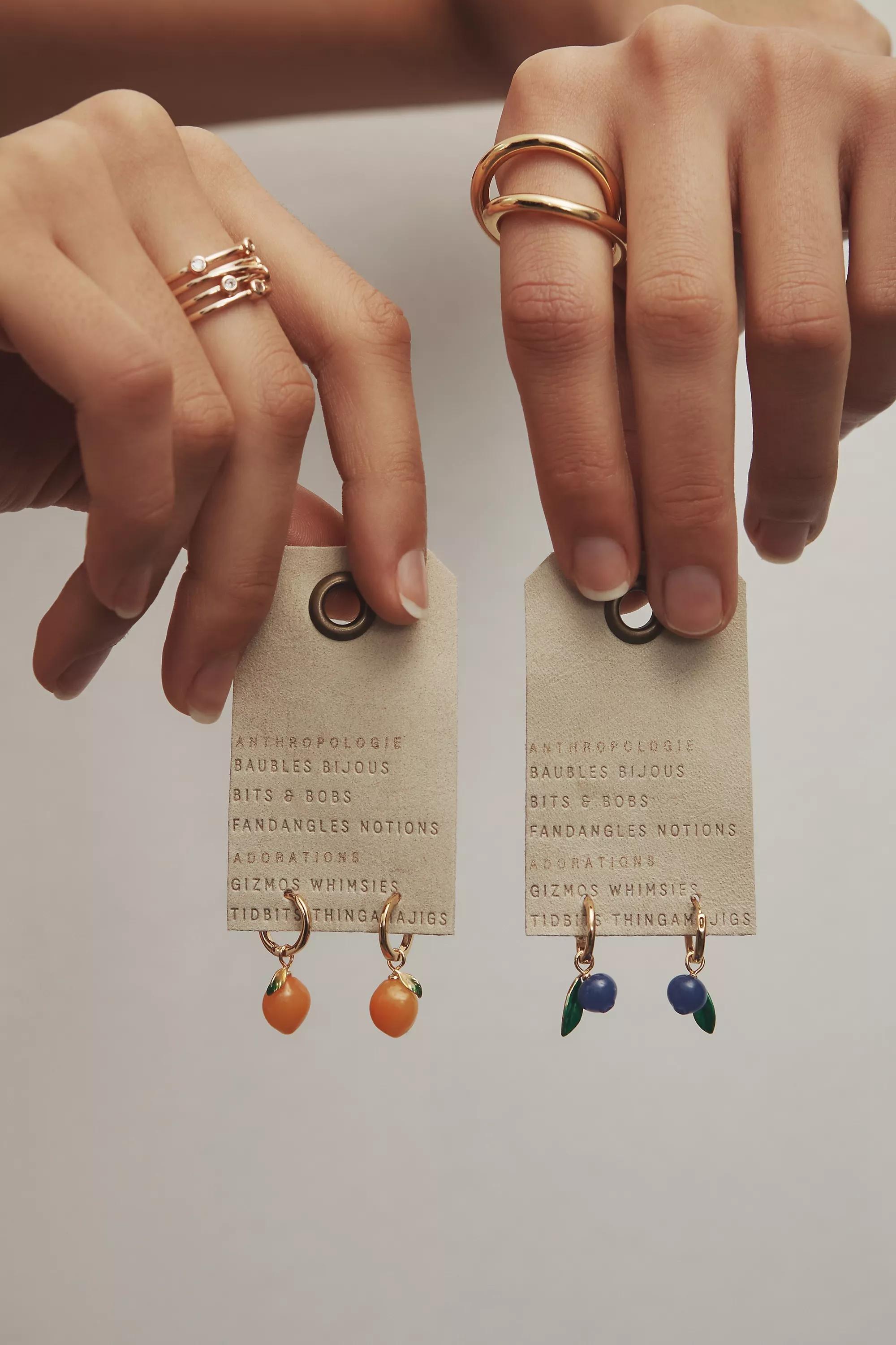 Fruit Charm Huggie Earrings, Orange, A501_0080, large image number 2