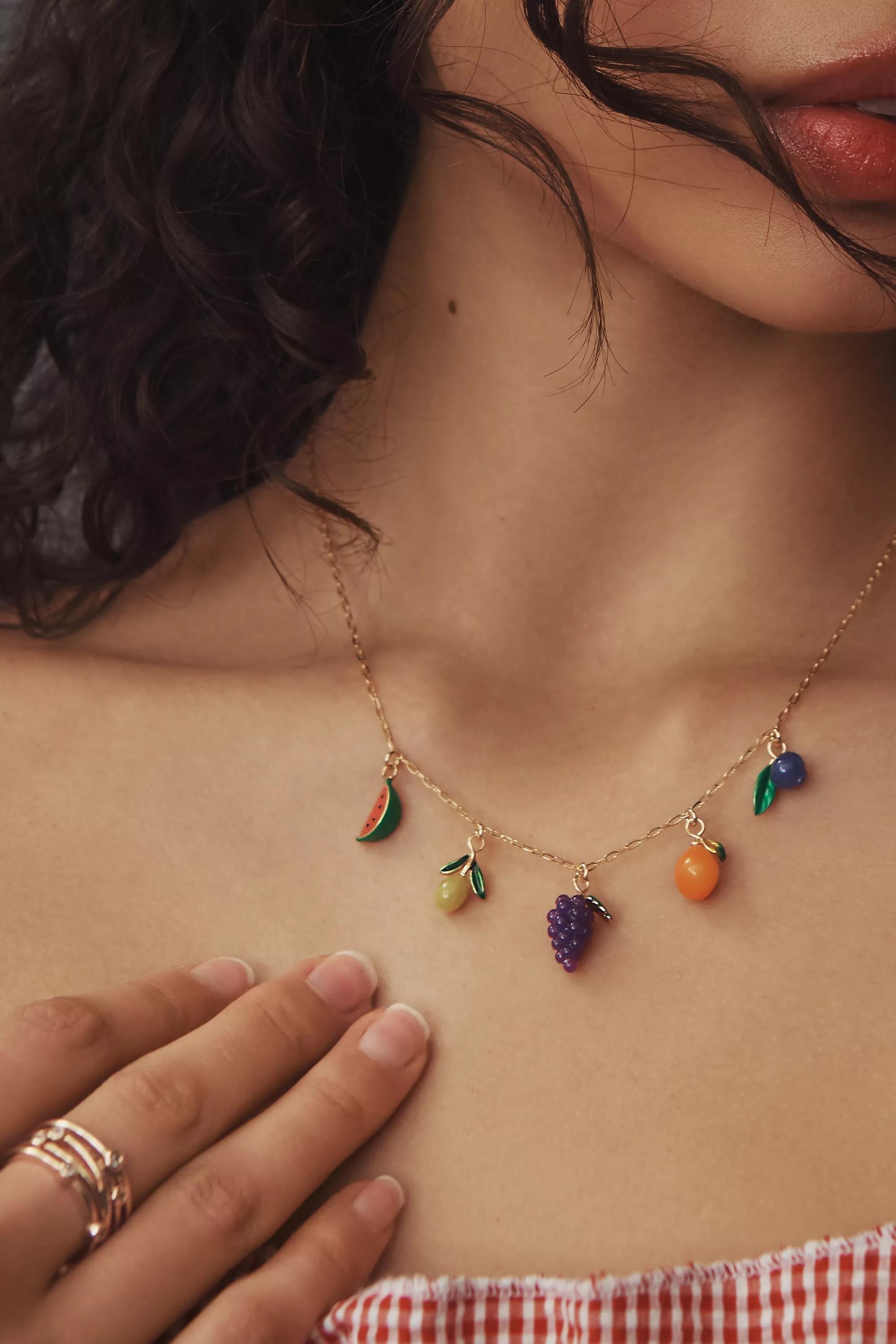 Fruit Charm Necklace, Multicolour, , medium