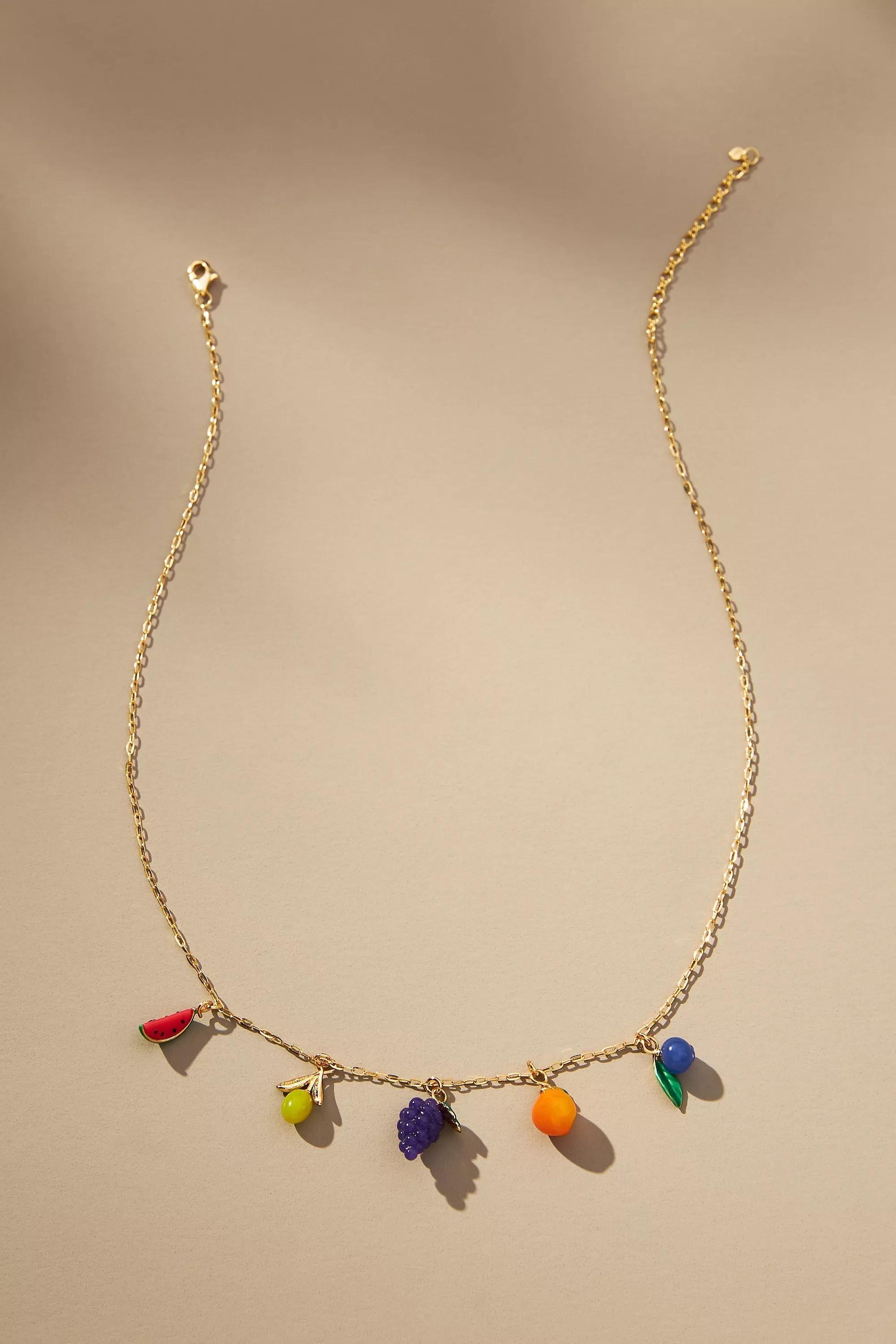 Fruit Charm Necklace, Multicolour, A501_0000, large image number 1