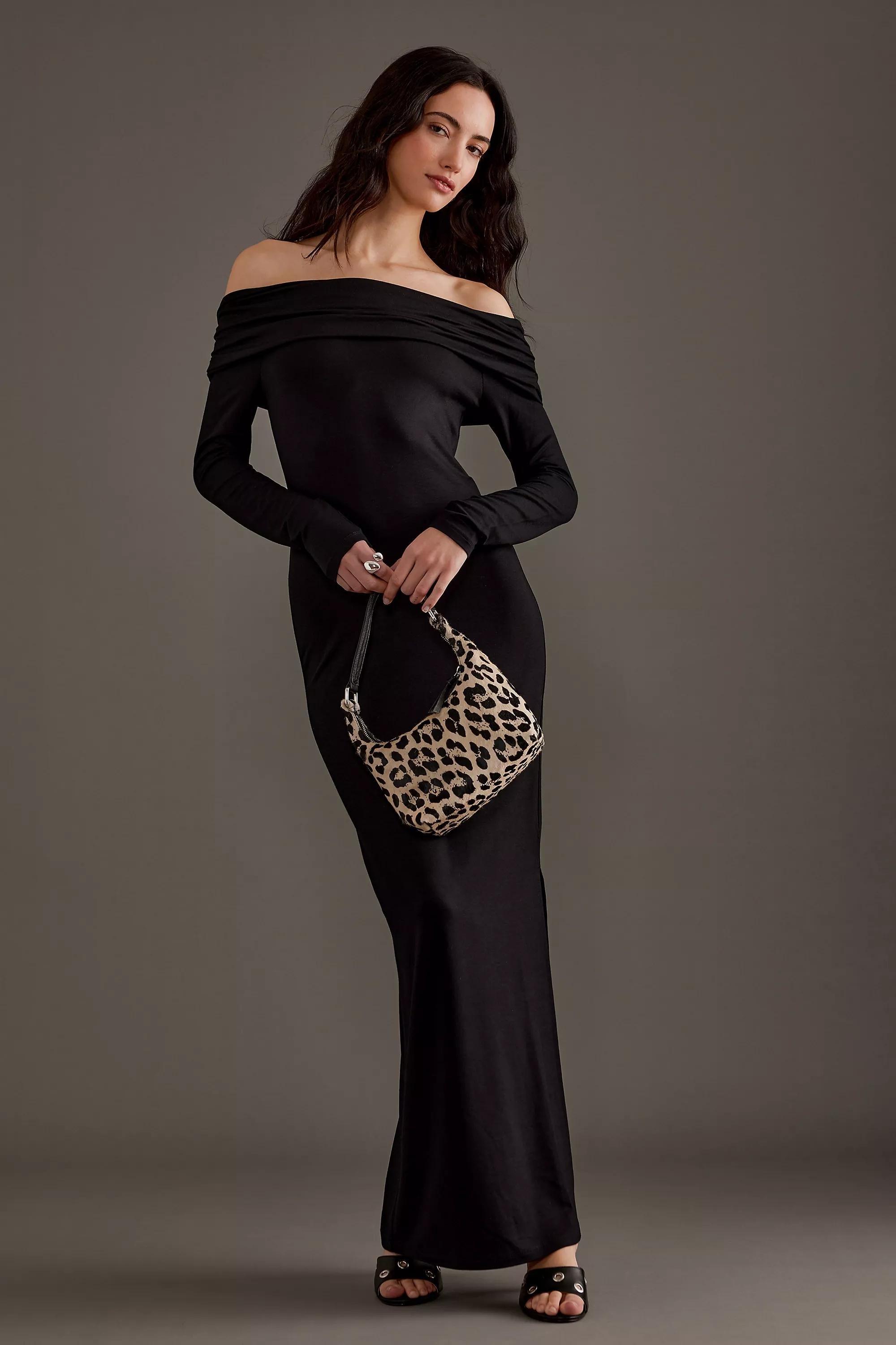 Off-The-Shoulder Jersey Maxi Dress, Black, , large image number 0