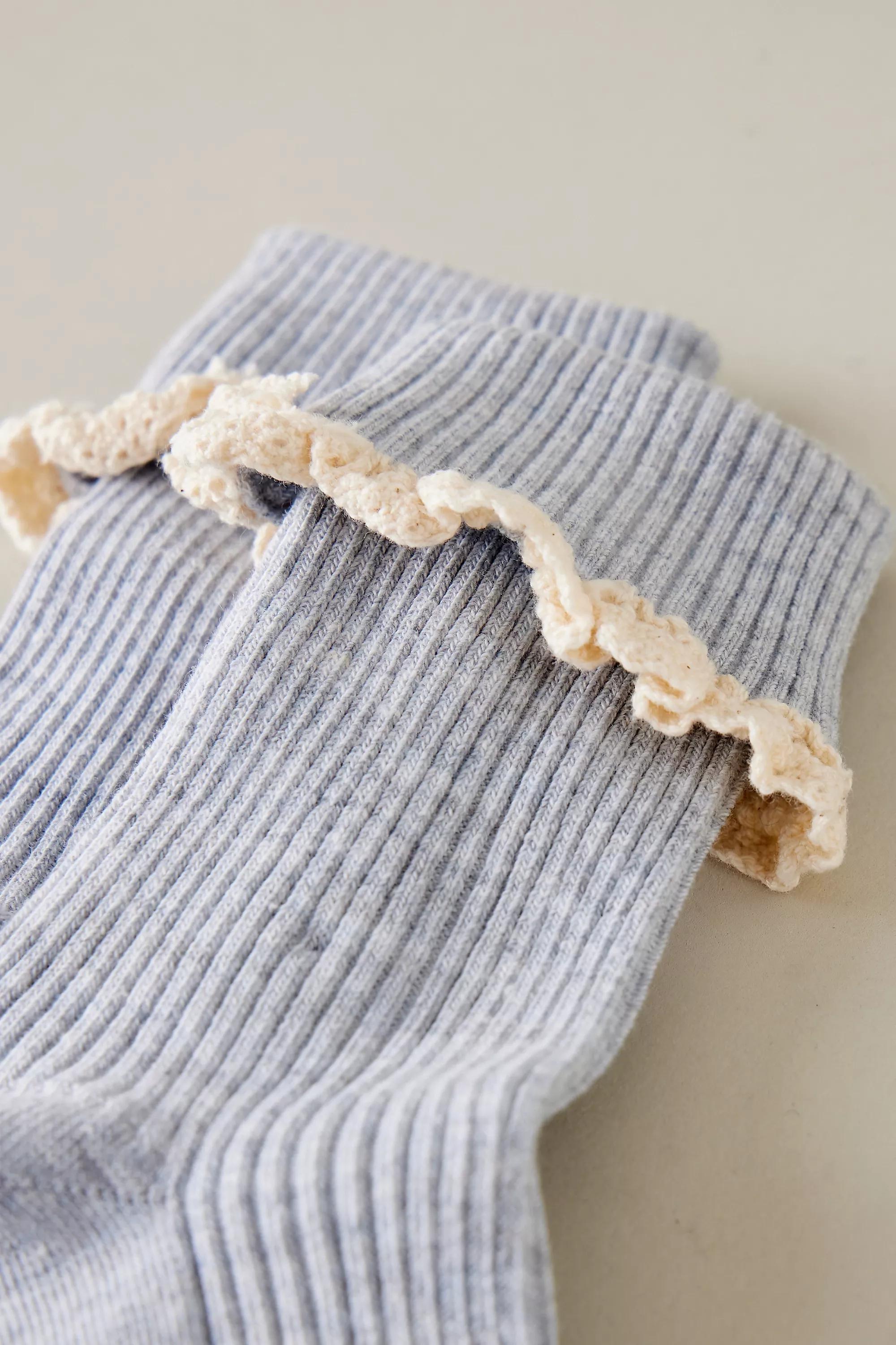 Frill Melange Socks, Blue, A501_0004, large image number 2