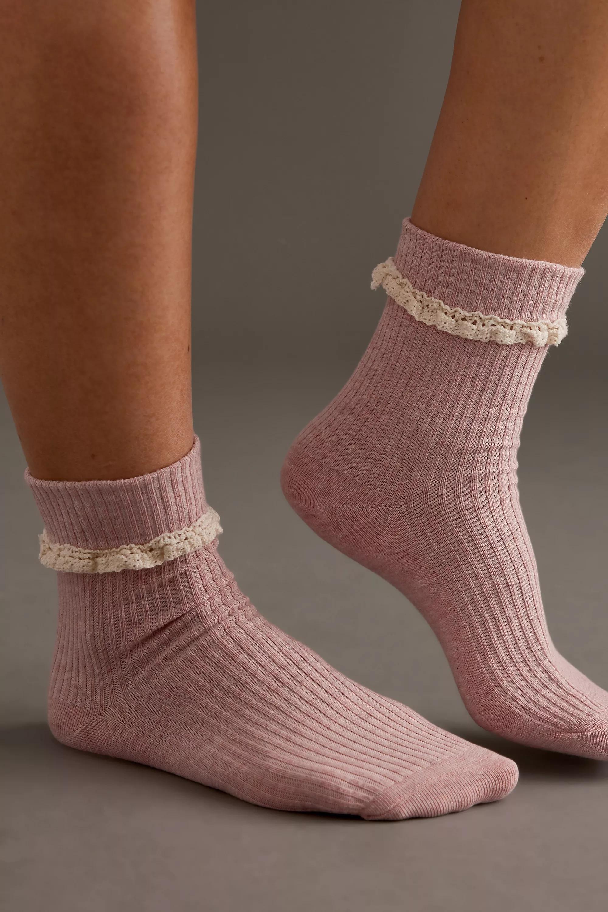 PINK Frill Melange Socks, A501_0066, large image number 0