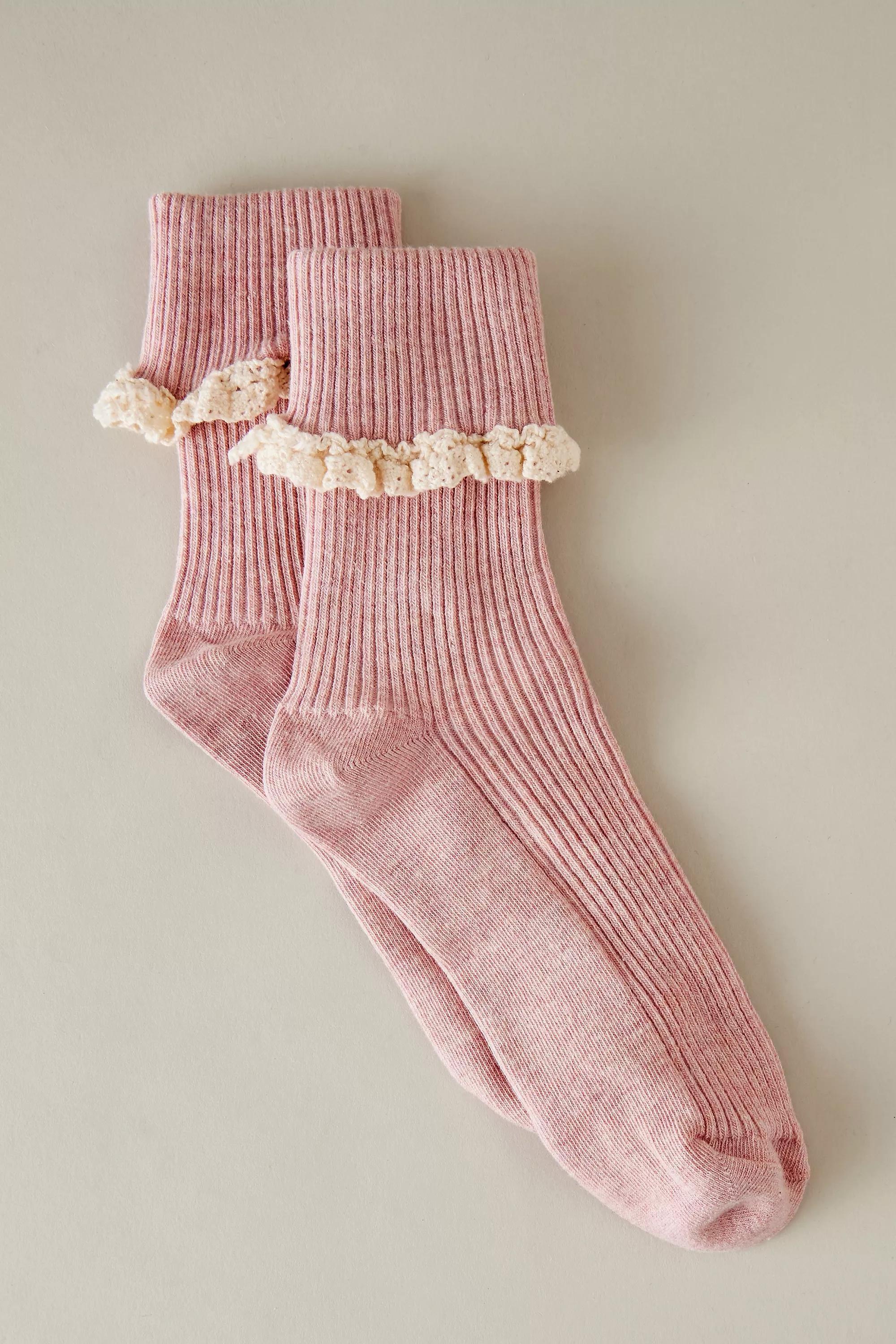 PINK Frill Melange Socks, A501_0066, large image number 1