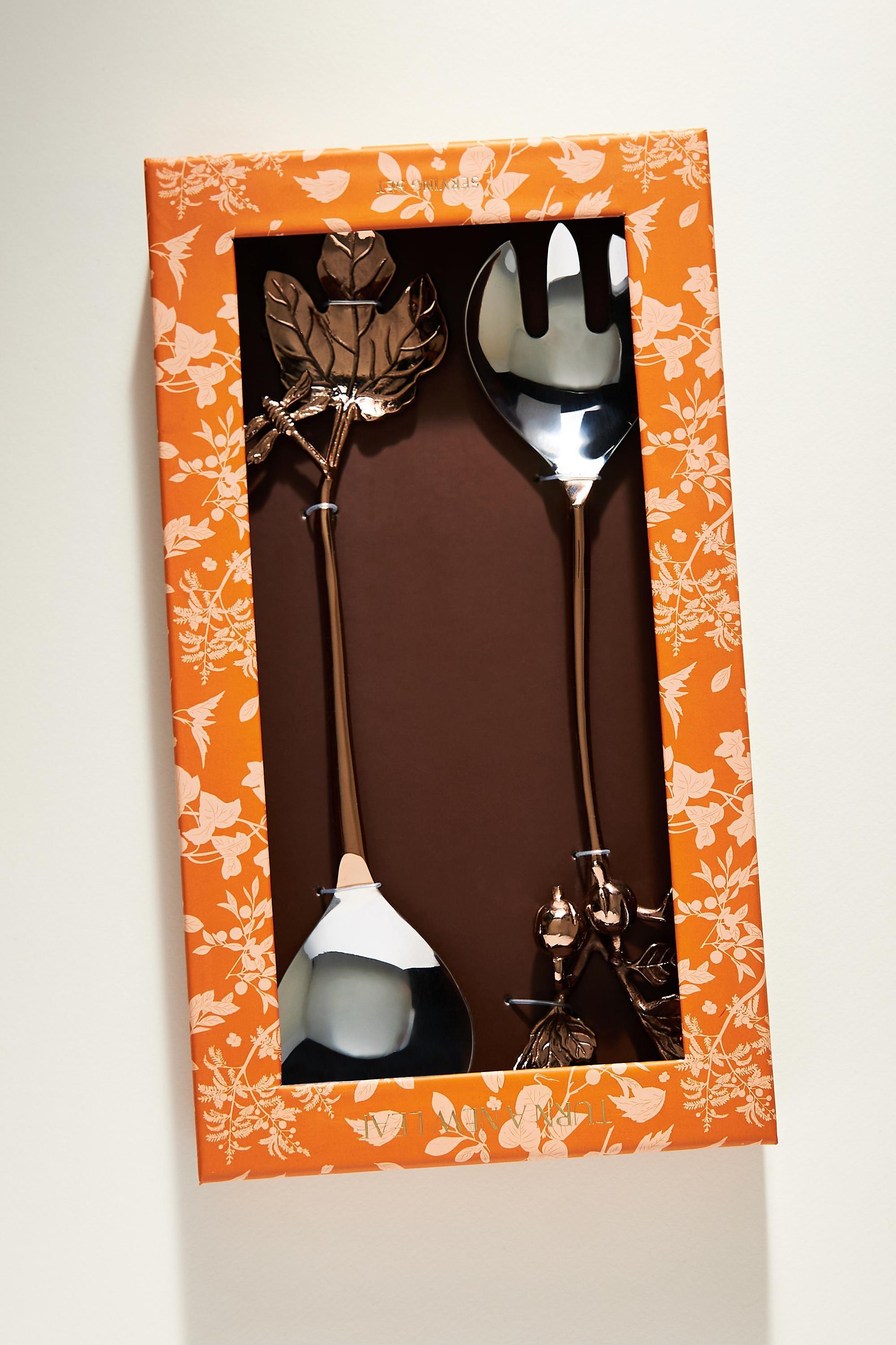 Foliage Bronze Serving Set, Copper, A501_0028, large image number 1