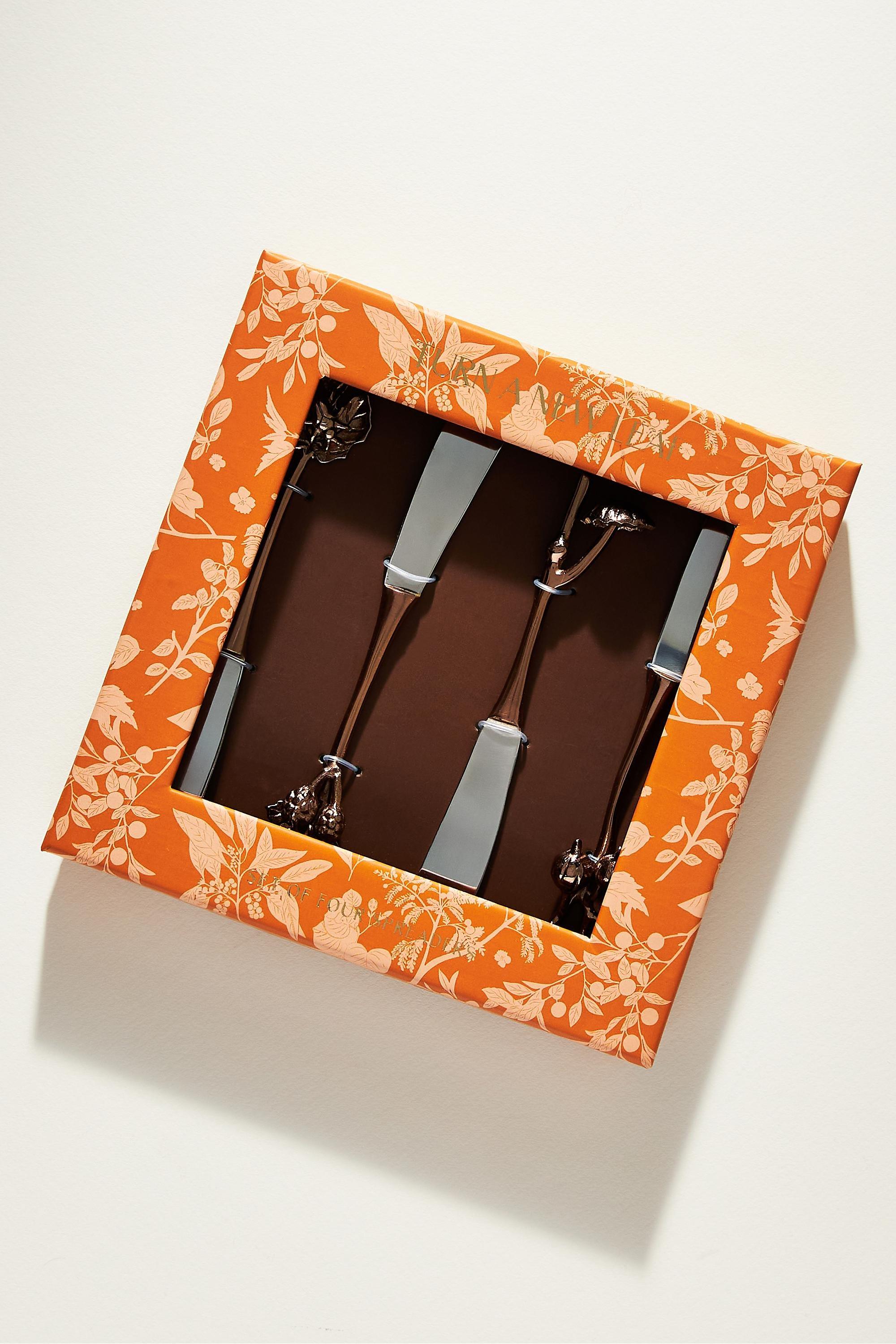 Foliage Bronze Spreaders, Set Of 4, Copper, A501_0028, large image number 1