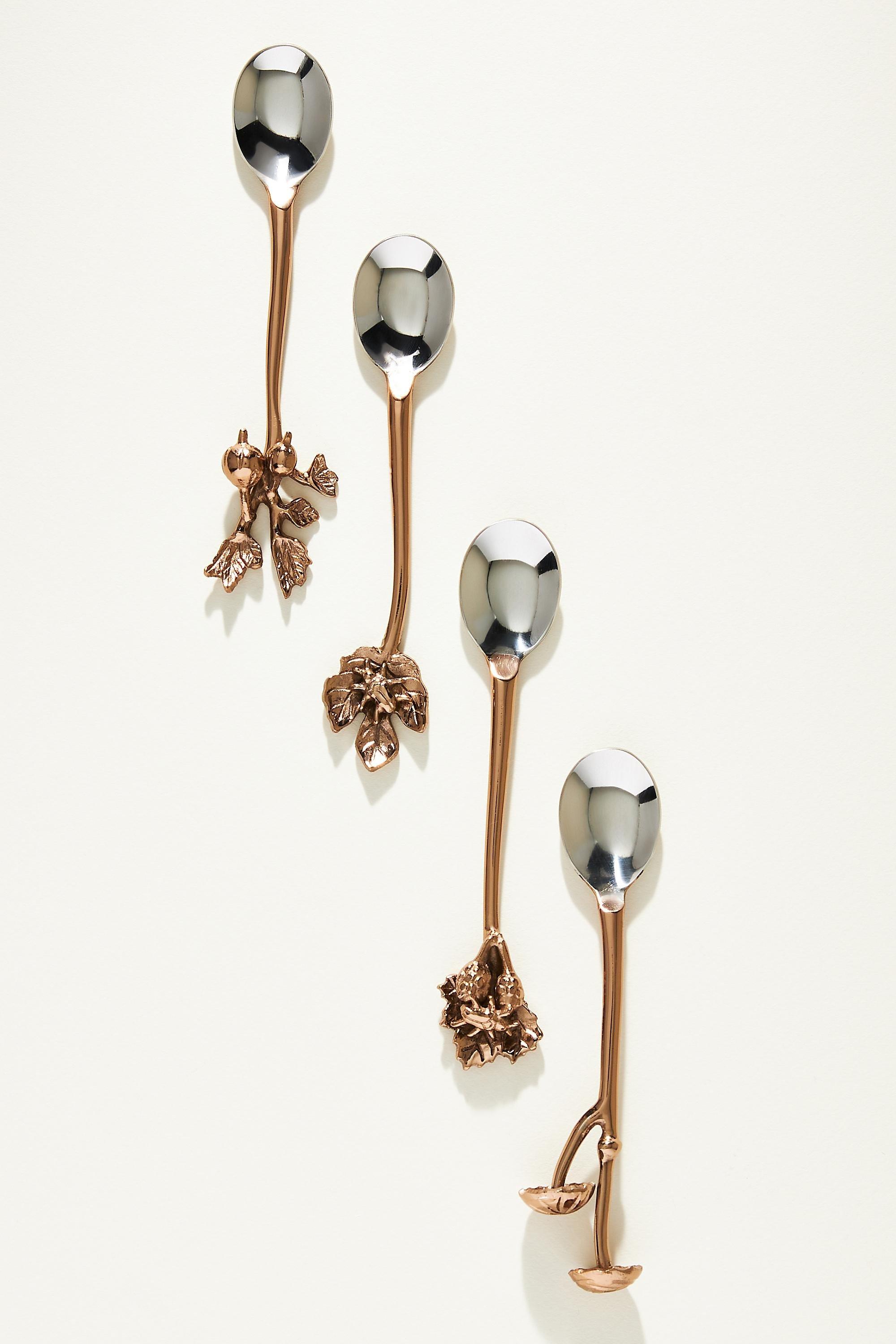 Foliage Teaspoons, Set Of 4, Copper, A501_0028, large image number 0